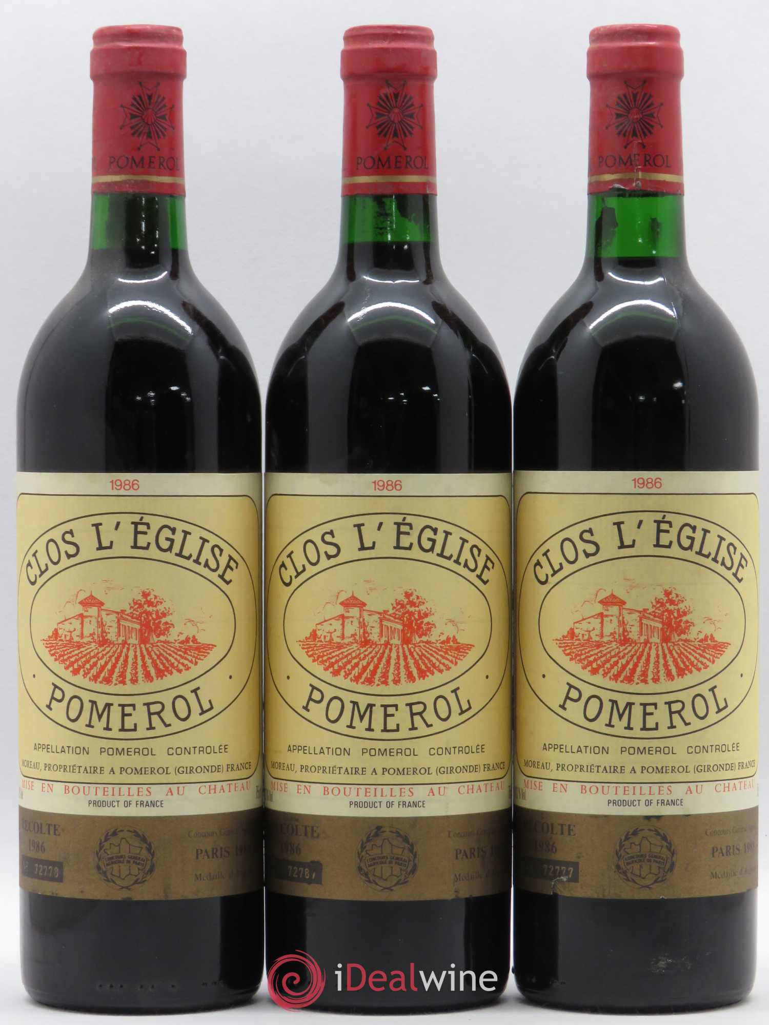 Clos l'Eglise (sans prix de réserve) 1986 - Lot de 6 bouteilles - 1