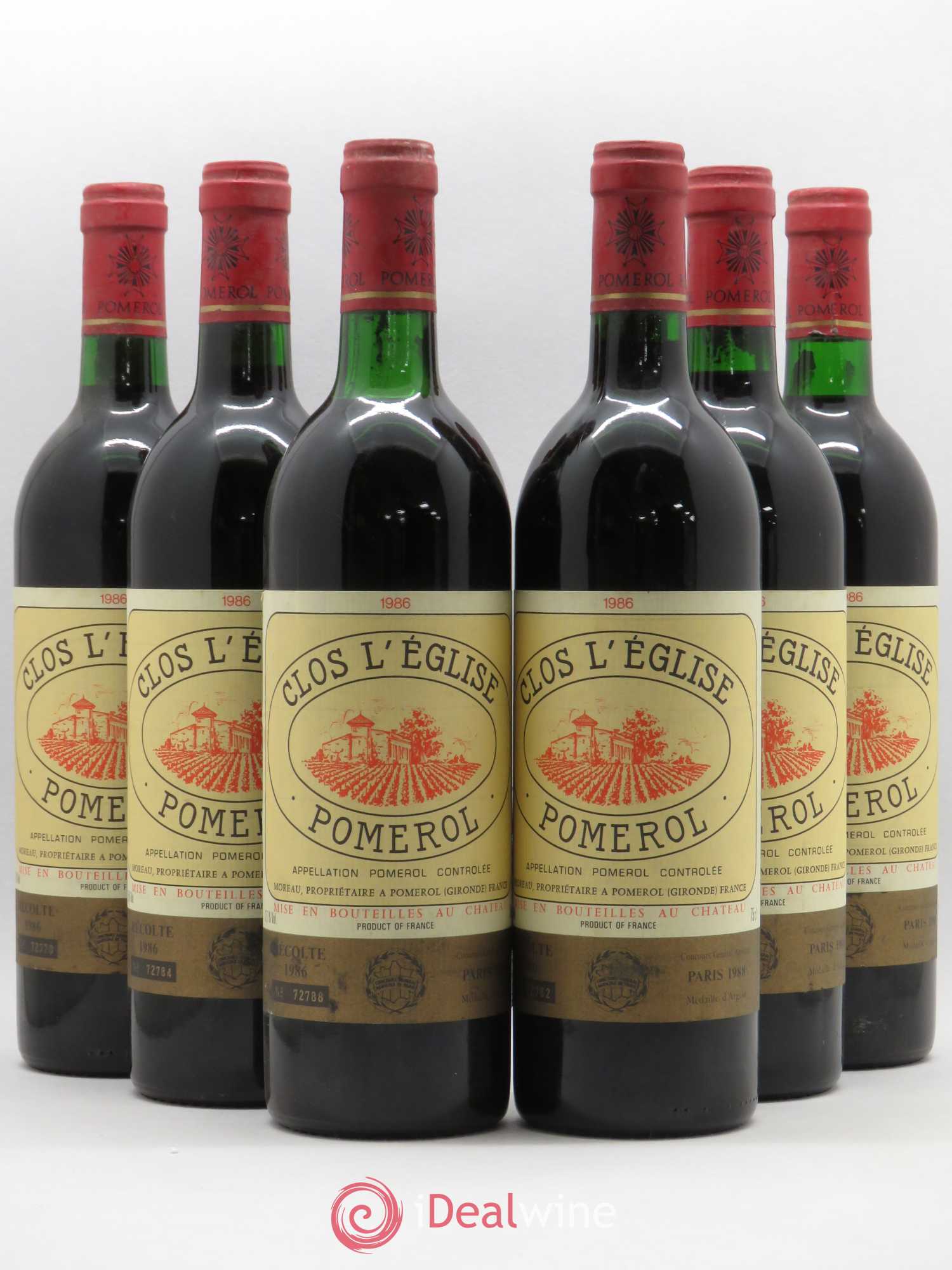 Clos l'Eglise (sans prix de réserve) 1986 - Lot de 6 bouteilles - 0