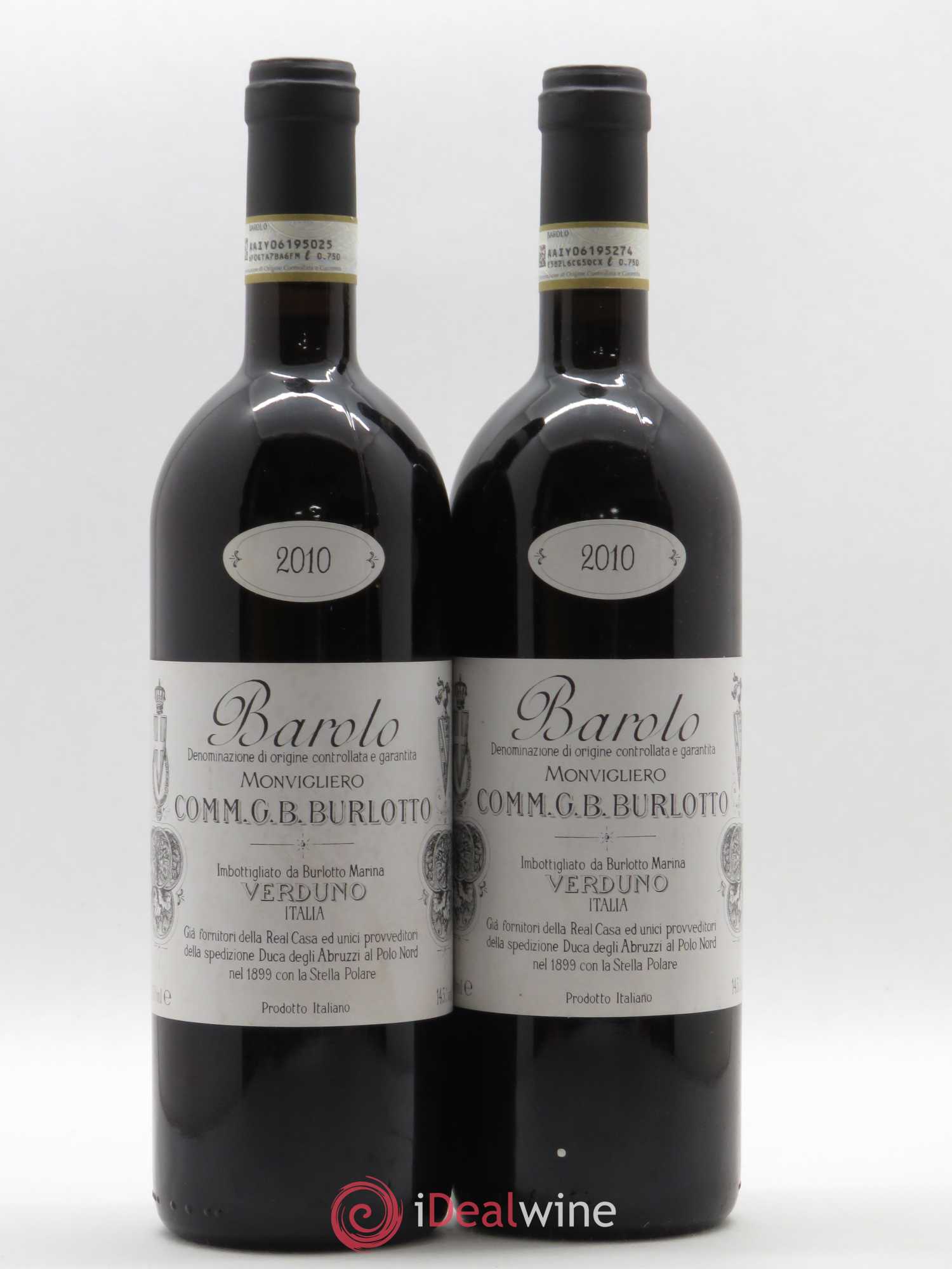 Barolo DOCG Monvigliero Comm. Giovan Battista Burlotto 2010 - Lot de 2 bouteilles - 0