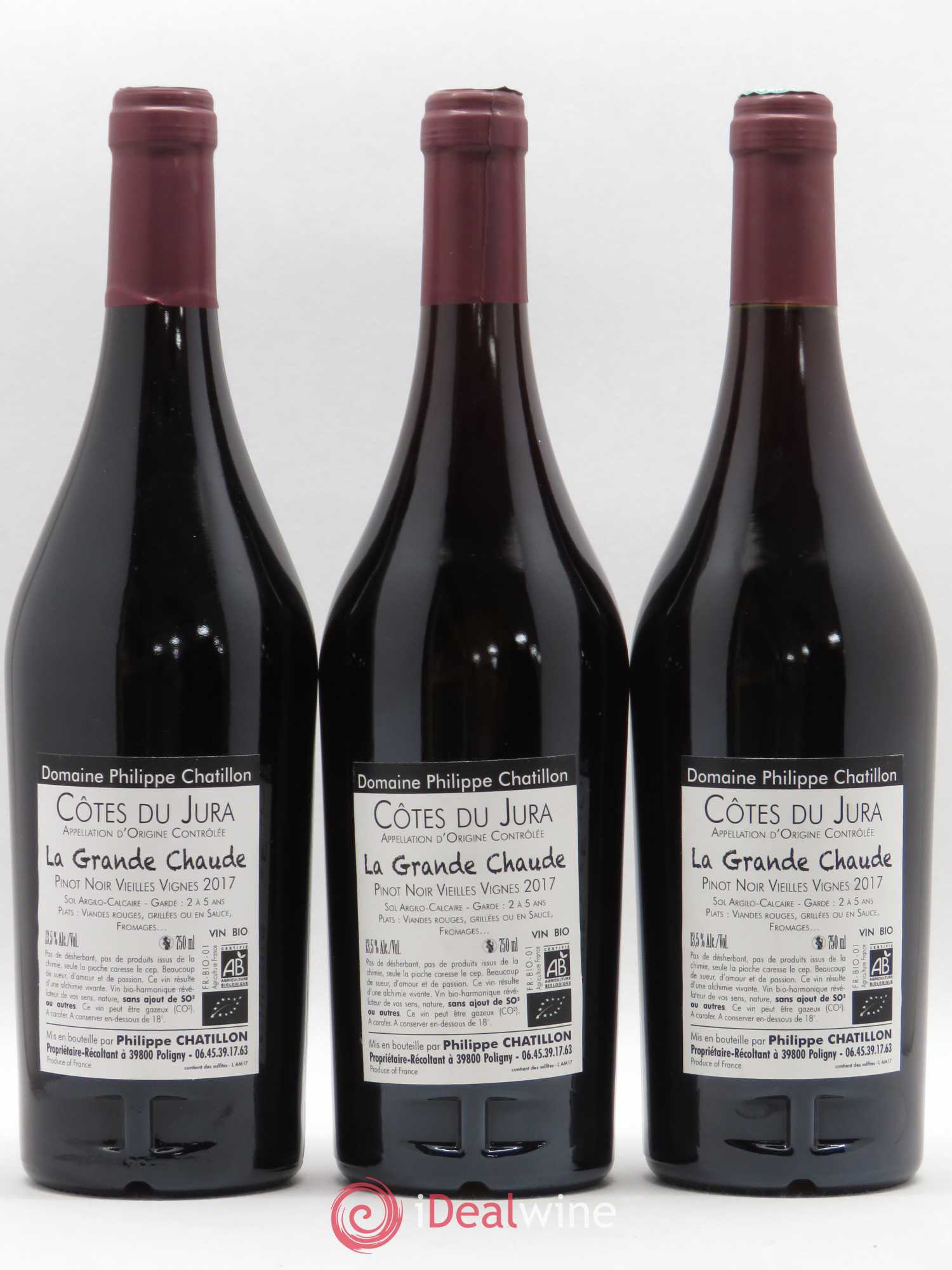 Côtes du Jura La Grande Chaude Philippe Chatillon 2017 - Lot de 3 bouteilles - 1