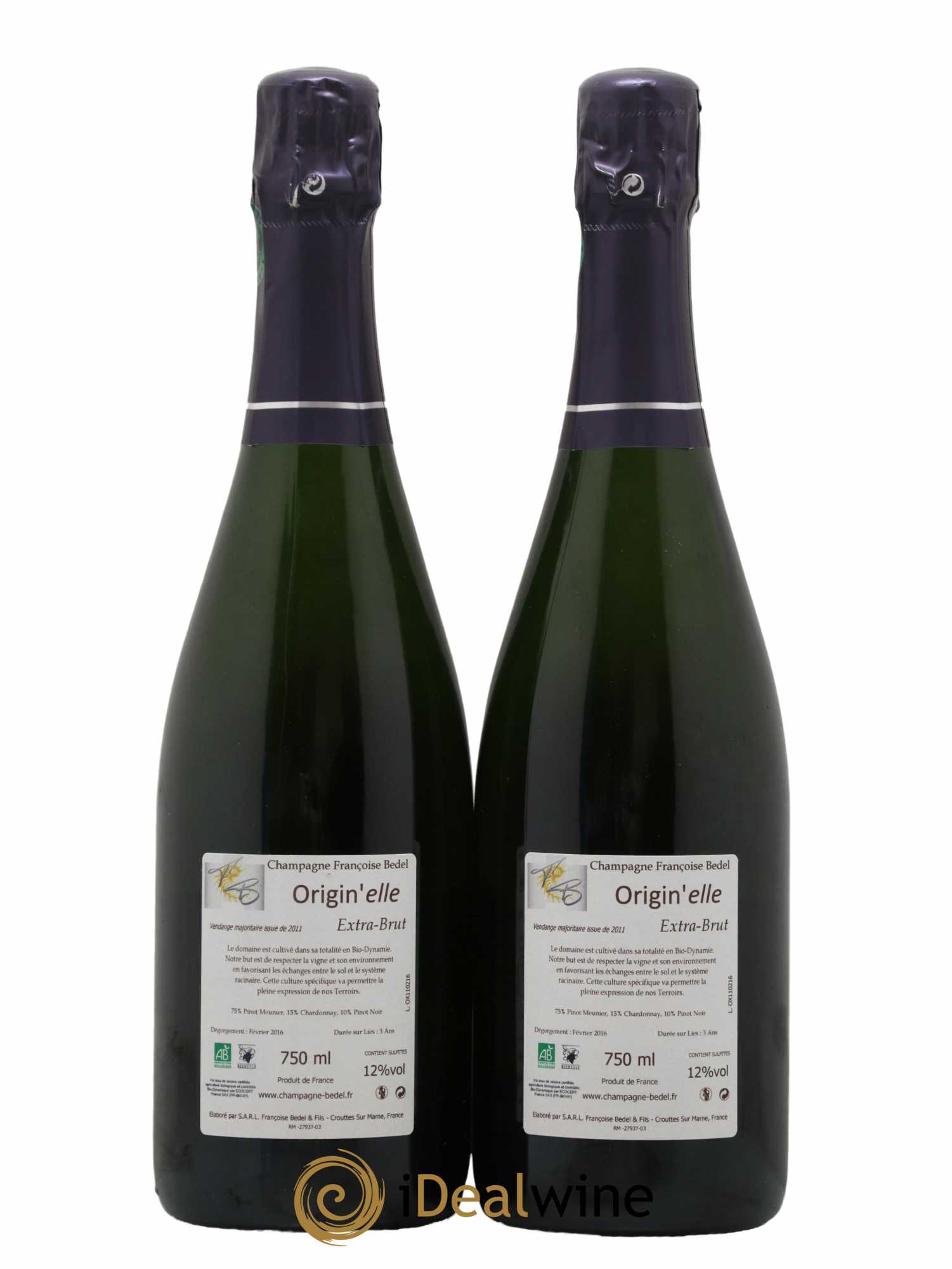 Origin'elle Brut Françoise Bedel et Fils - Posten von 2 Flaschen - 1