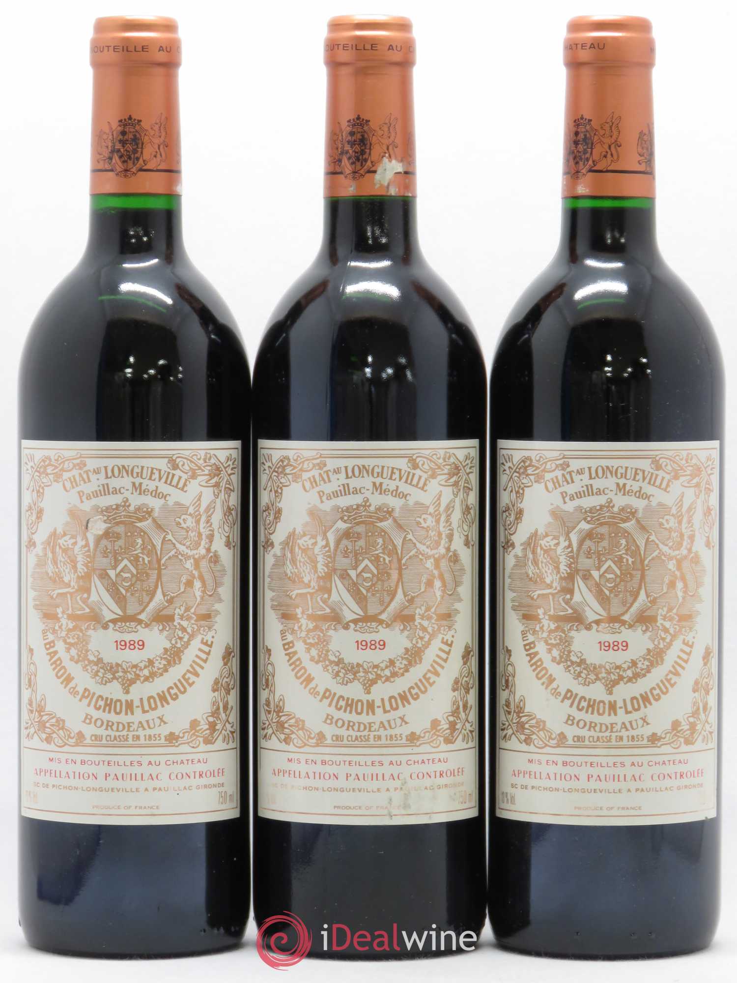 Pichon Longueville Baron 2ème Grand Cru Classé 1989 - Lot de 3 bouteilles - 0