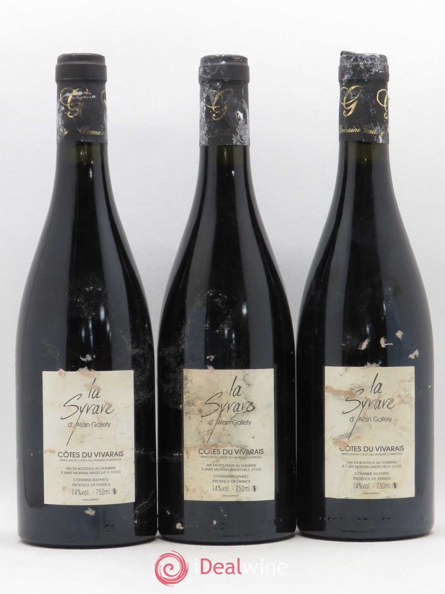 Côtes du Vivarais La Syrare Gallety (Domaine) 2005 - Lot de 3 bouteilles - 1