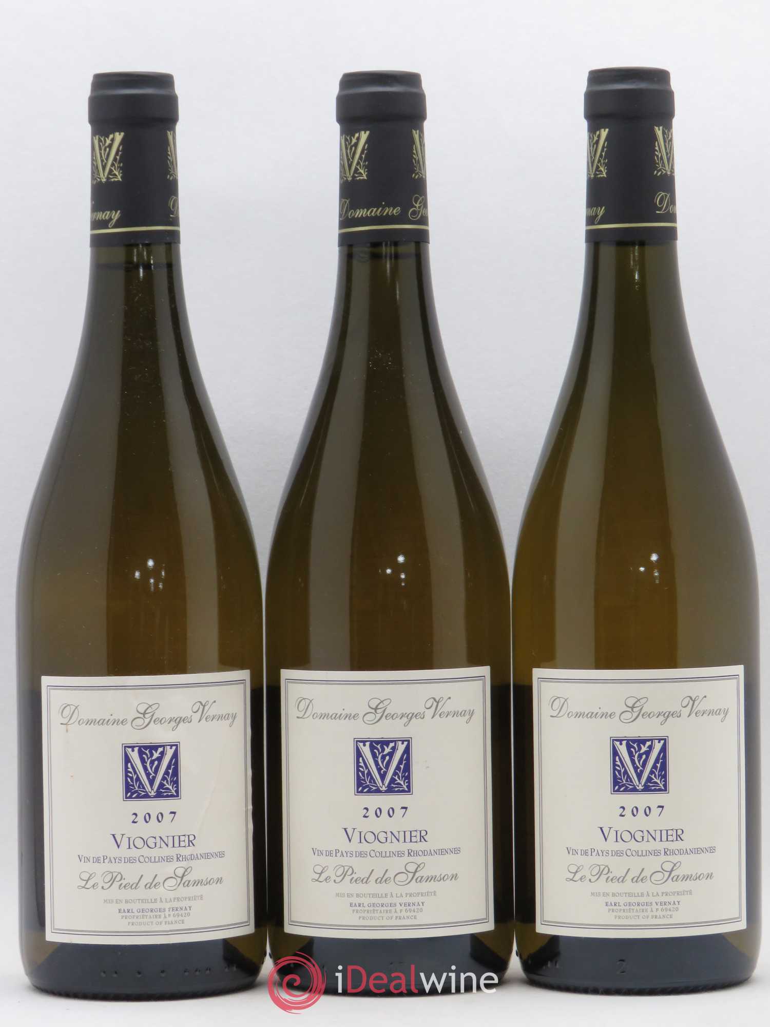 Collines Rhodaniennes Le Pied de Samson Georges Vernay 2007 - Lot de 3 bouteilles - 0