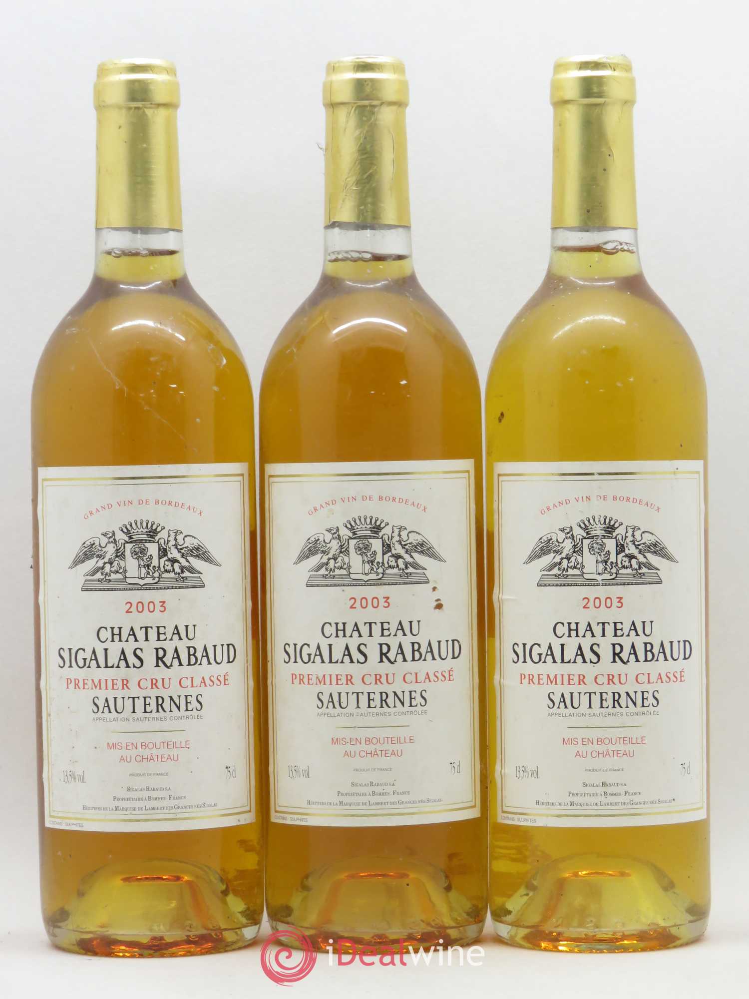 Château Sigalas Rabaud 1er Grand Cru Classé 2003 - Lotto di 3 bottiglie - 0