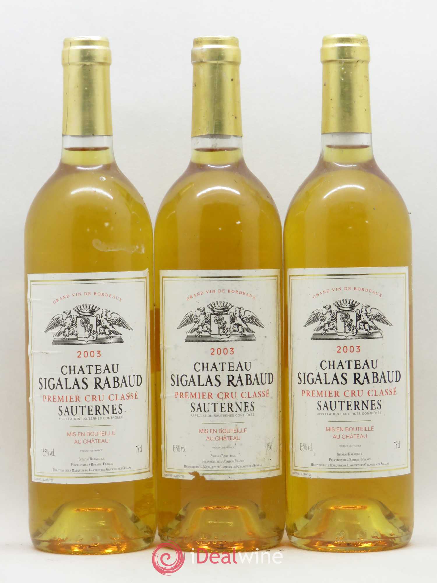 Château Sigalas Rabaud 1er Grand Cru Classé 2003 - Lotto di 3 bottiglie - 0