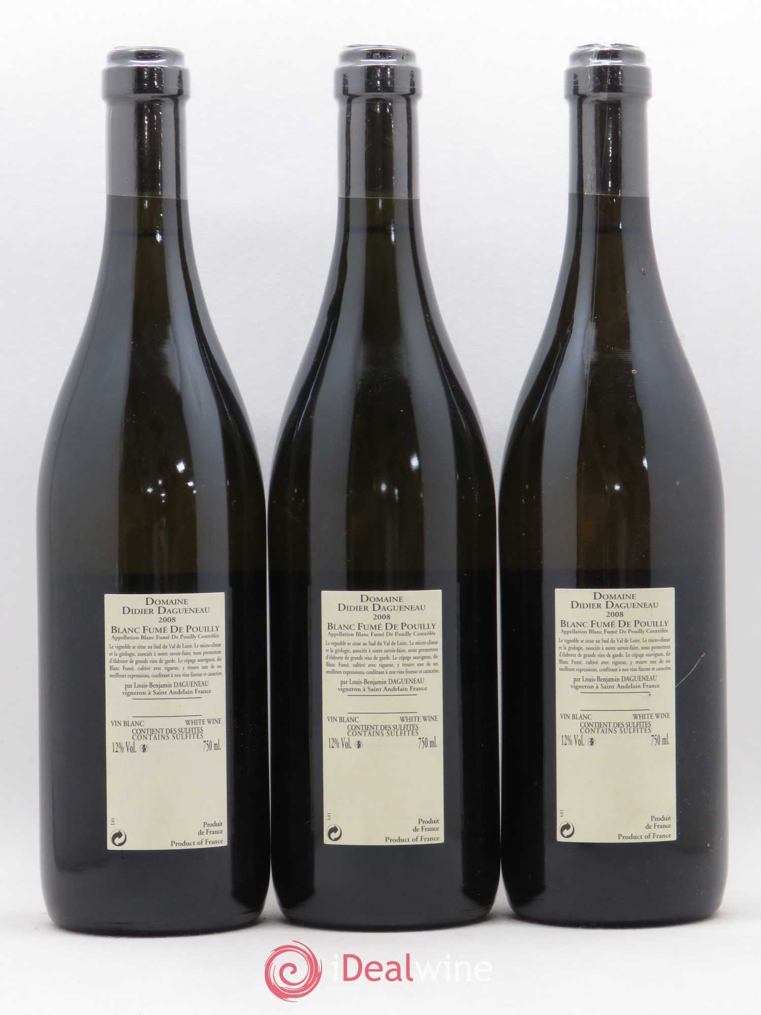 Pouilly-Fumé Blanc Fumé de Pouilly Dagueneau (Domaine Didier - Louis-Benjamin) 2008 - Lot de 3 bouteilles - 1