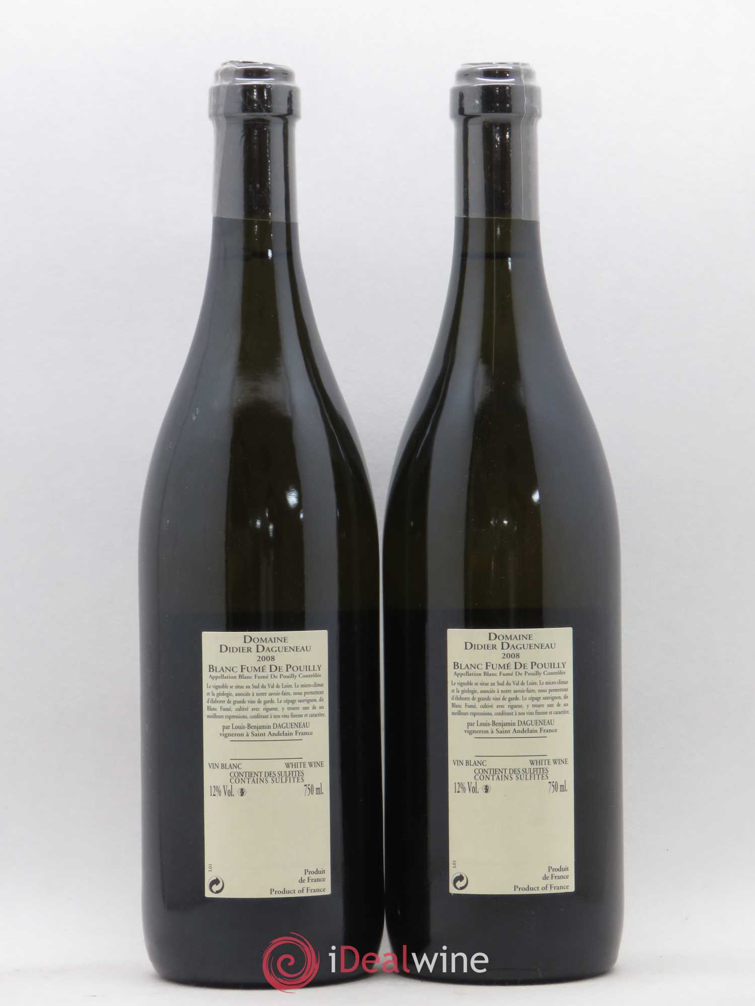 Pouilly-Fumé Blanc Fumé de Pouilly Dagueneau (Domaine Didier - Louis-Benjamin) 2008 - Lot de 2 bouteilles - 1