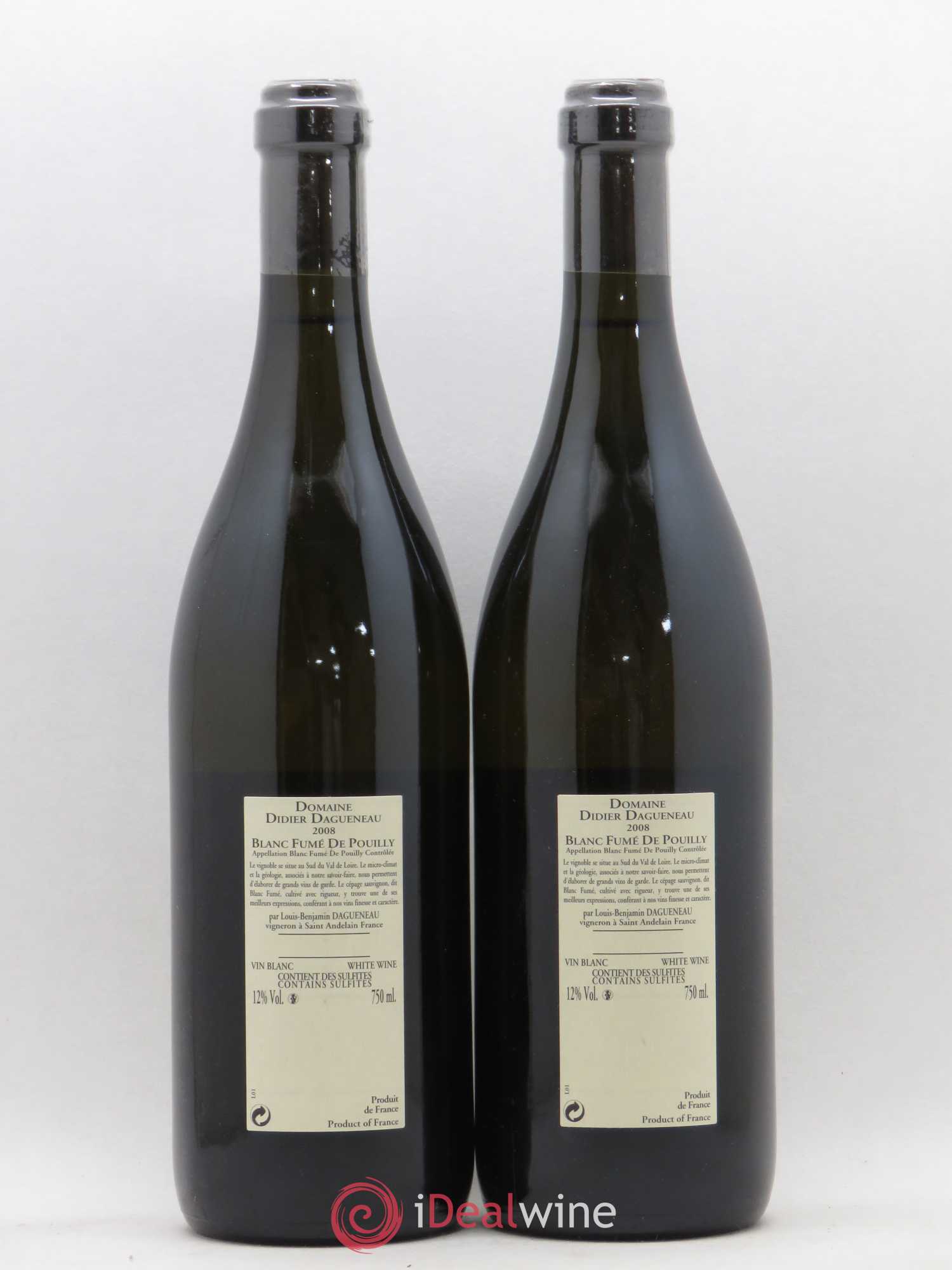 Pouilly-Fumé Blanc Fumé de Pouilly Dagueneau (Domaine Didier - Louis-Benjamin) 2008 - Lot de 2 bouteilles - 1