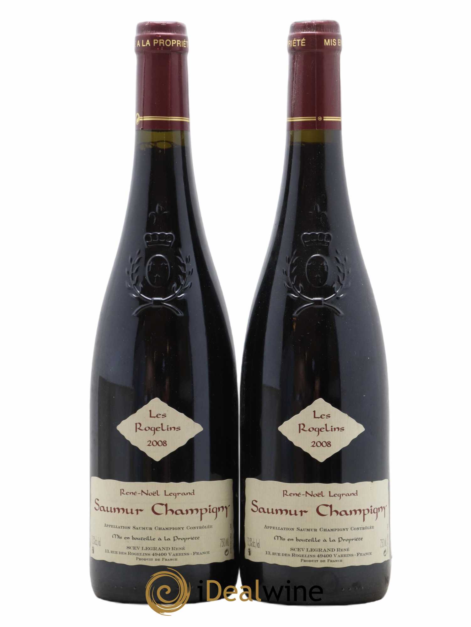 Saumur-Champigny Les Rogelins Clotilde Legrand (anciennement René-Noël Legrand) 2008 - Lot of 2 bottles - 0