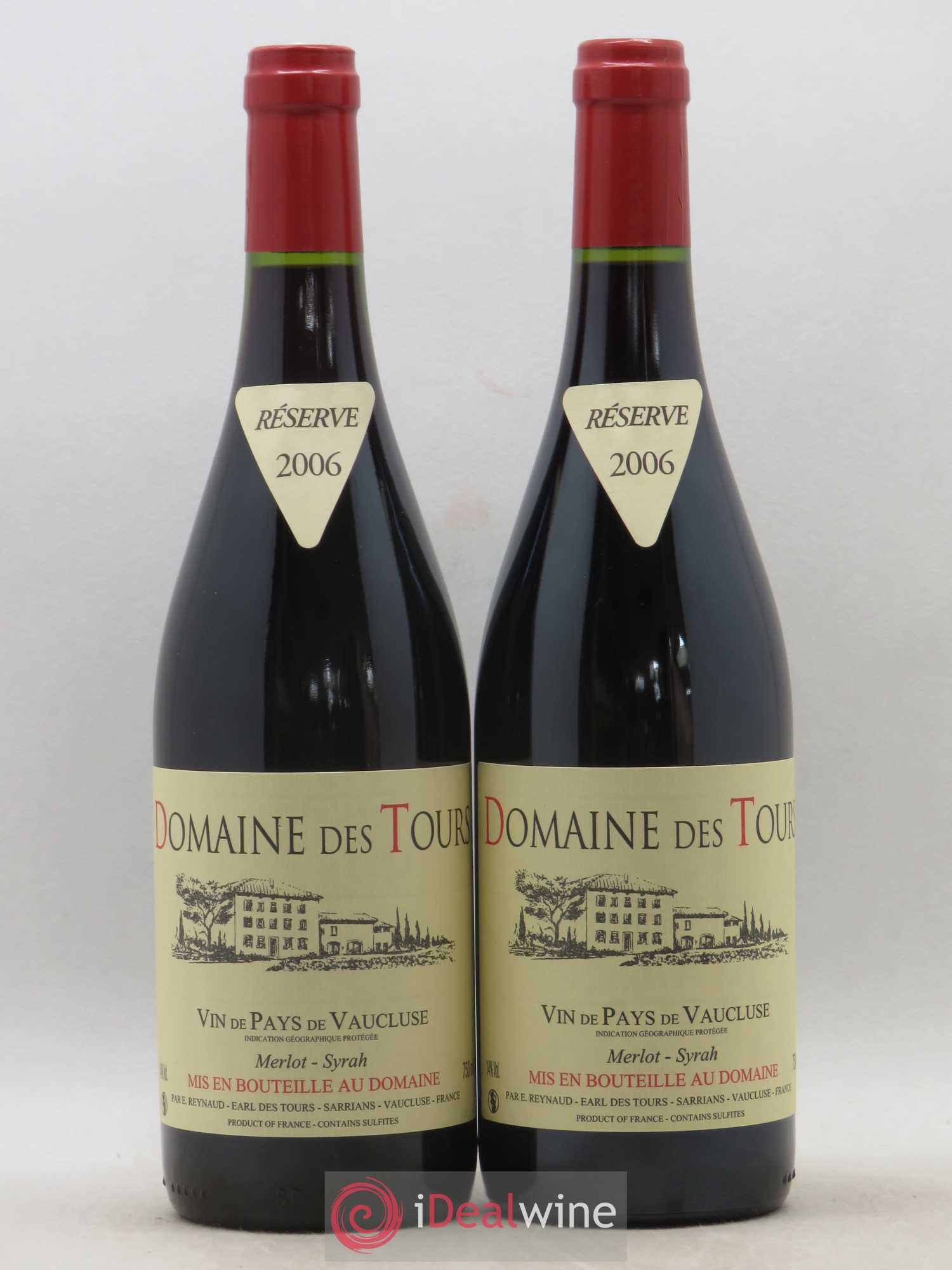 Vaucluse Domaine des Tours Merlot-Syrah Emmanuel Reynaud 2006 - Lot de 2 bouteilles - 0