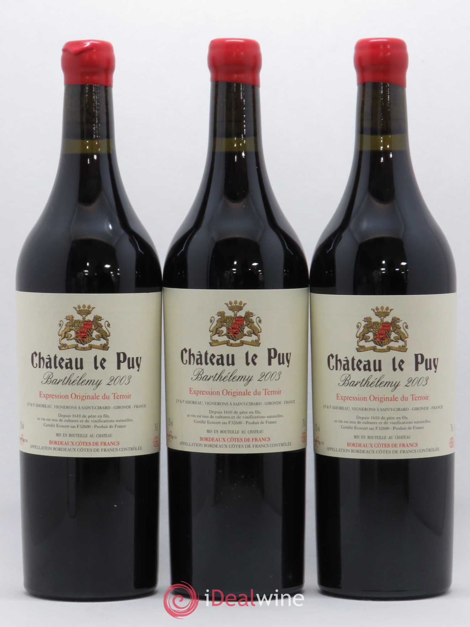 Le Puy - Cuvée Barthélemy 2003 - Lot de 3 bouteilles - 0