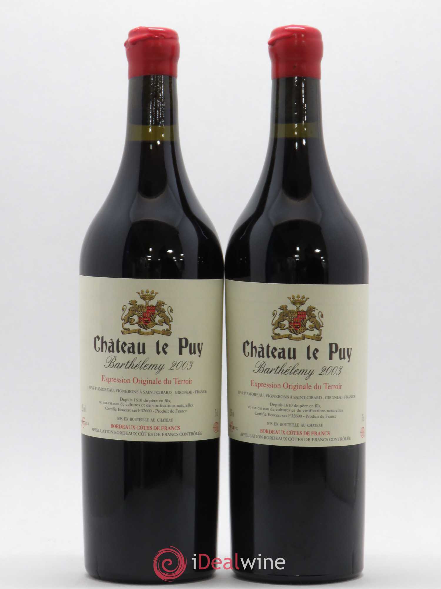 Le Puy - Cuvée Barthélemy 2003 - Lot de 2 bouteilles - 0