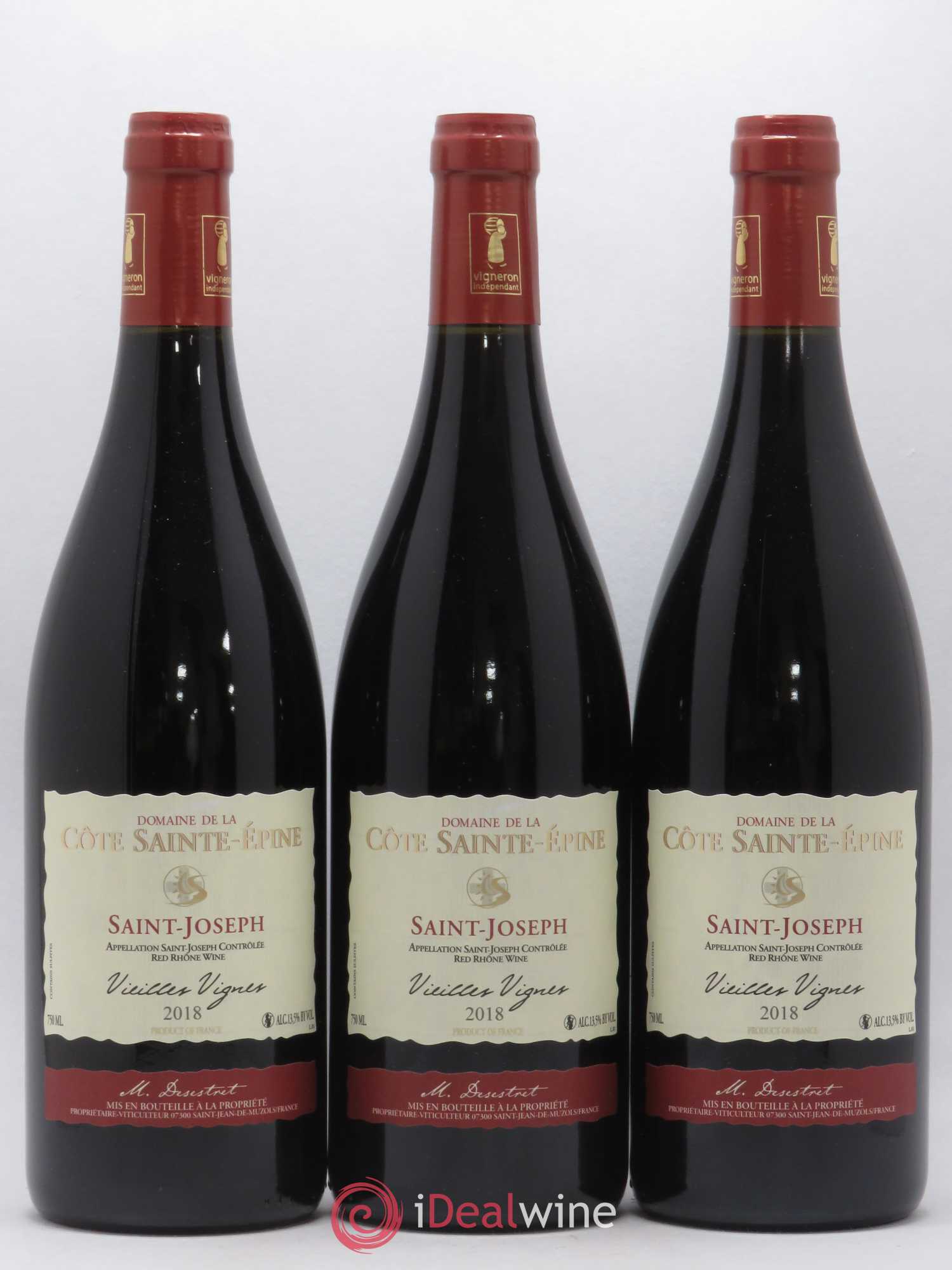 Saint-Joseph Vieilles Vignes Domaine de La Cote Sainte Epine (sans prix de réserve) 2018 - Lot de 3 bouteilles - 0