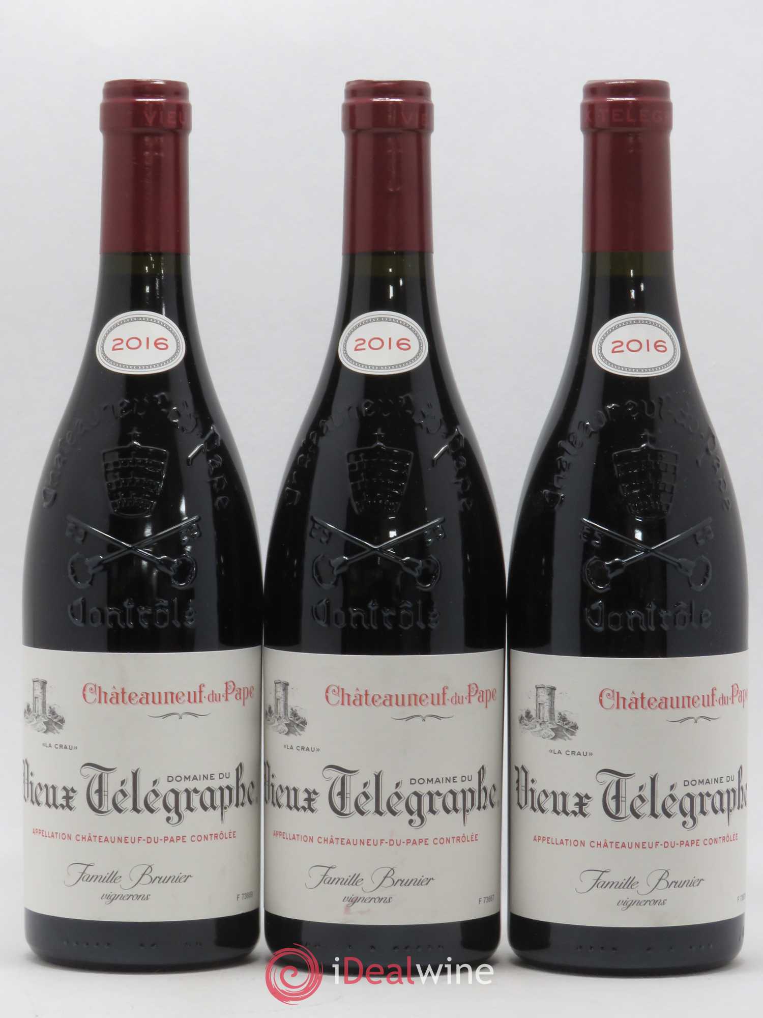 Châteauneuf-du-Pape Vieux Télégraphe (Domaine du) Vignobles Brunier 2016 - Lot de 3 bouteilles - 0
