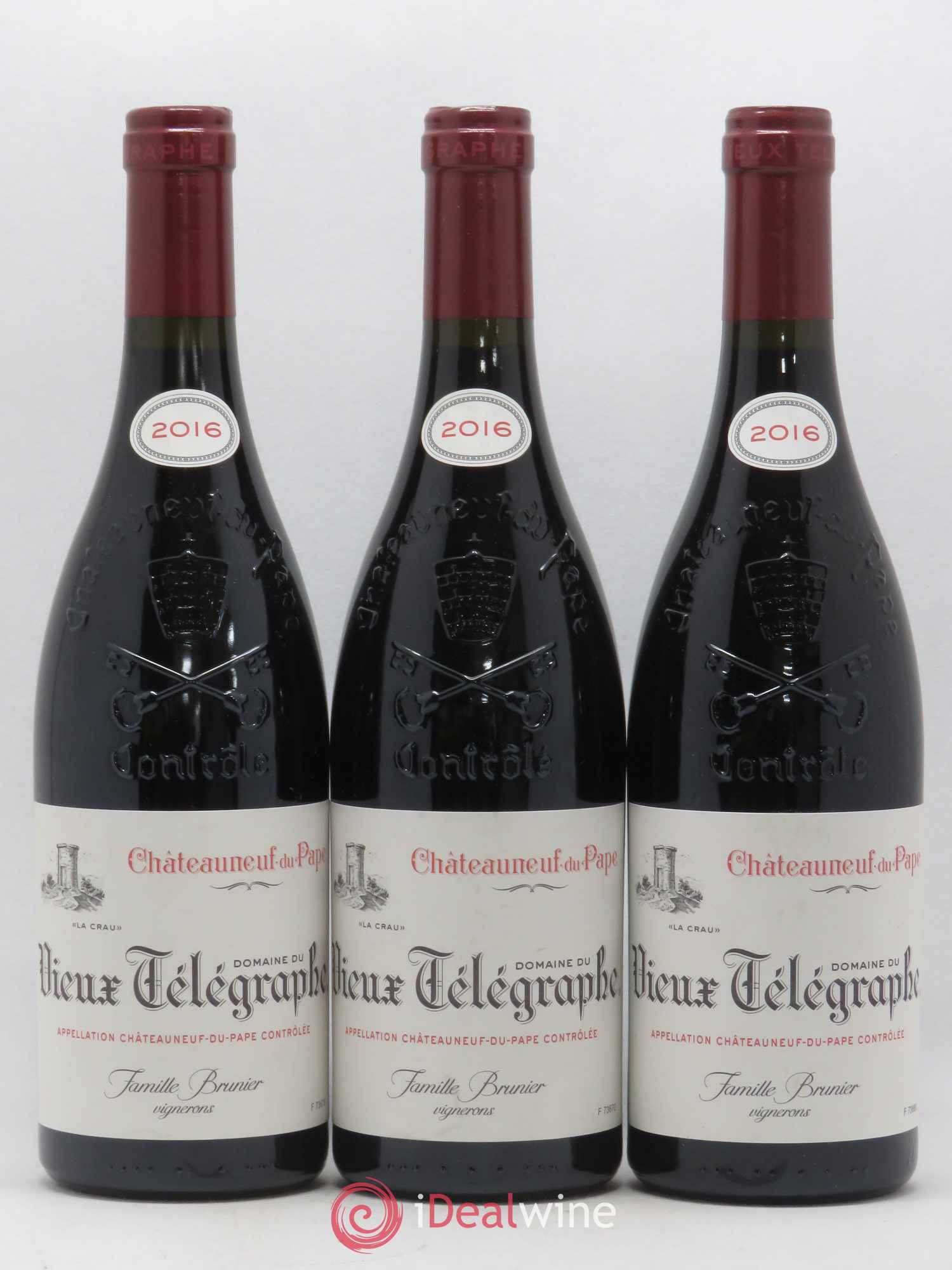 Châteauneuf-du-Pape Vieux Télégraphe (Domaine du) Vignobles Brunier 2016 - Lot de 3 bouteilles - 0