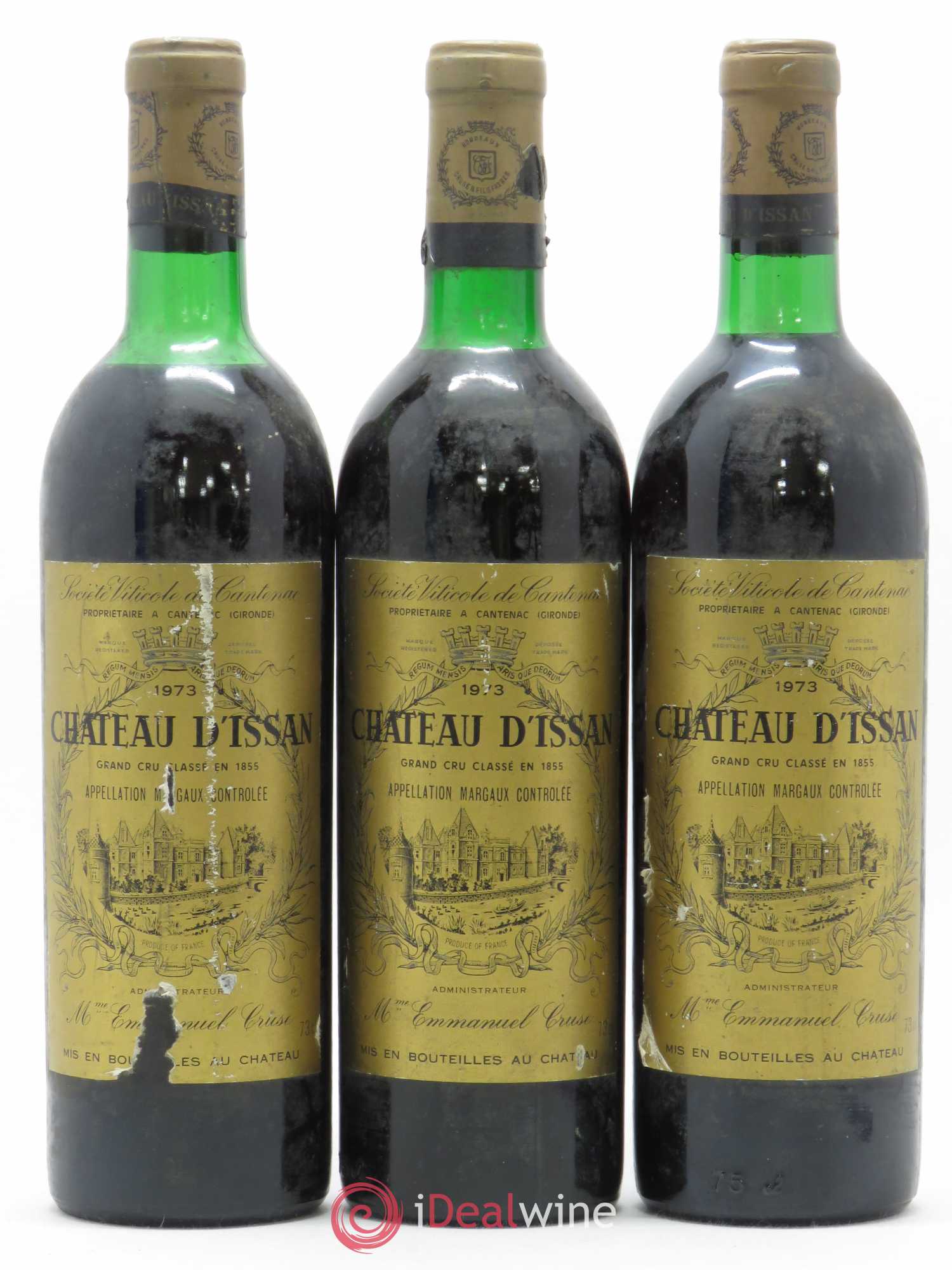 Château d'Issan 3ème Grand Cru Classé 1973 - Lot de 3 bouteilles - 0