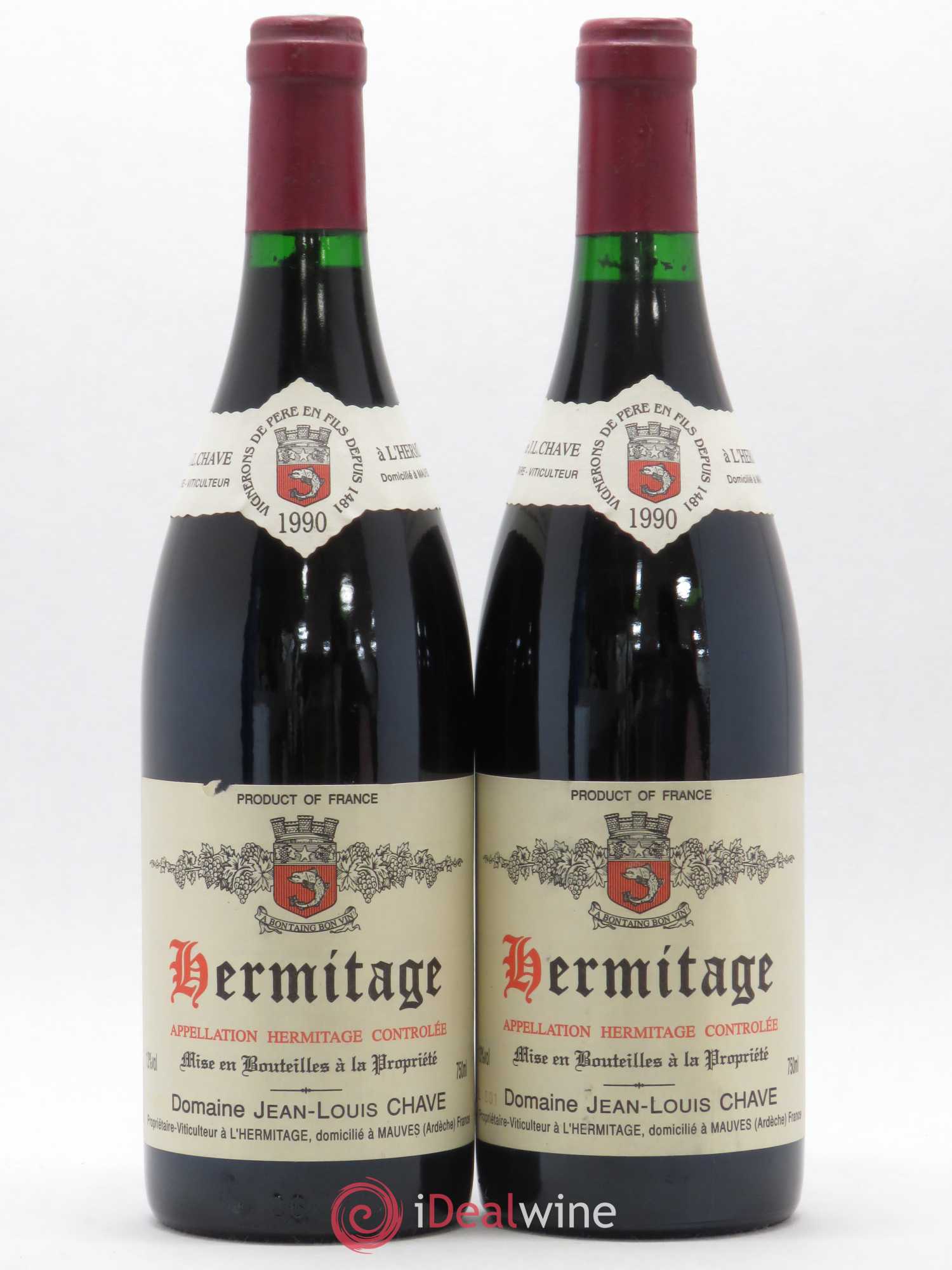 Hermitage Jean-Louis Chave 1990 - Lot de 2 bouteilles - 0