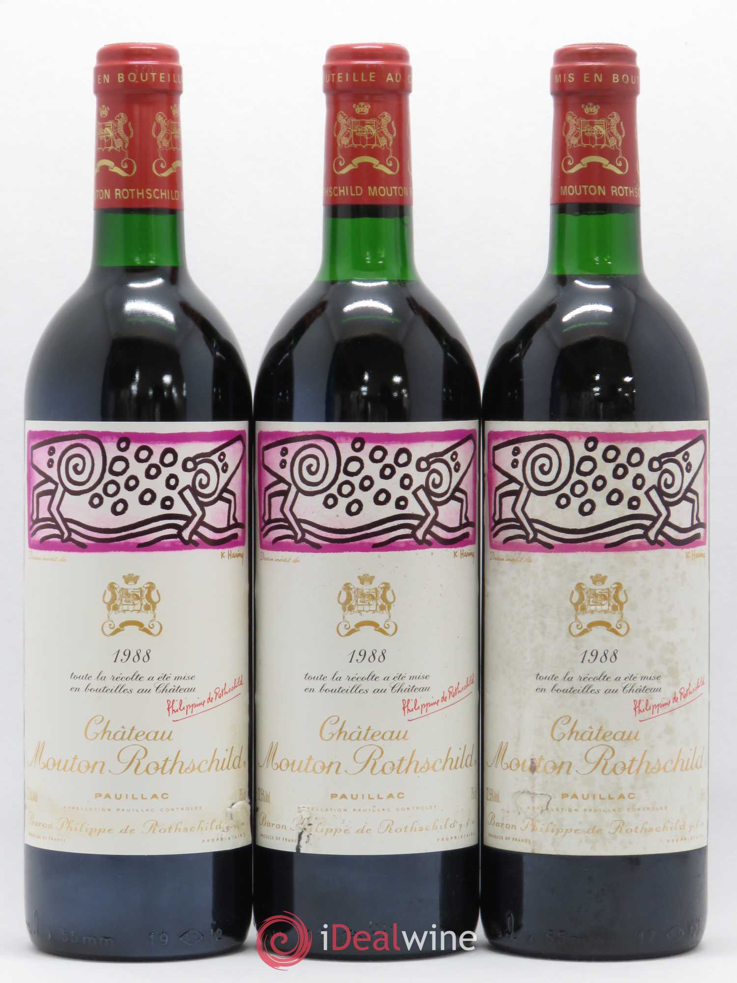 Château Mouton Rothschild 1er Grand Cru Classé 1988 - Lot de 3 bouteilles - 0