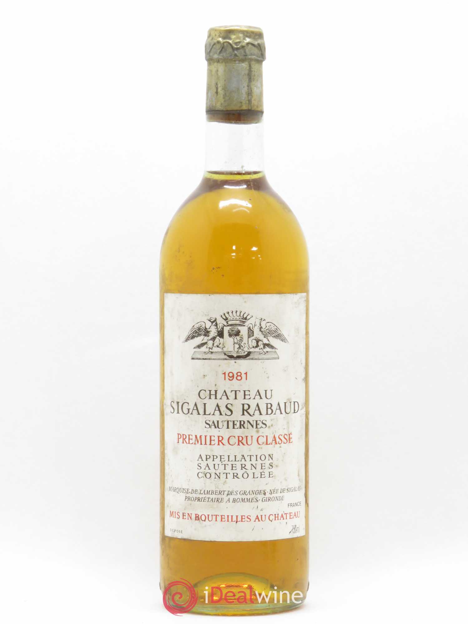 Château Sigalas Rabaud 1er Grand Cru Classé 1981 - Posten von 1 Flasche - 0
