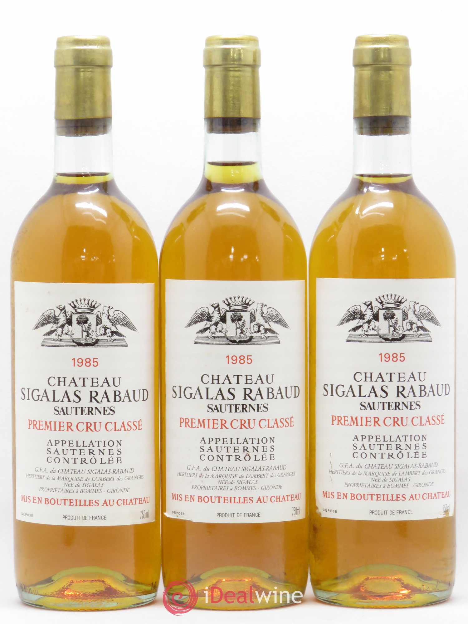 Château Sigalas Rabaud 1er Grand Cru Classé 1985 - Lotto di 3 bottiglie - 0