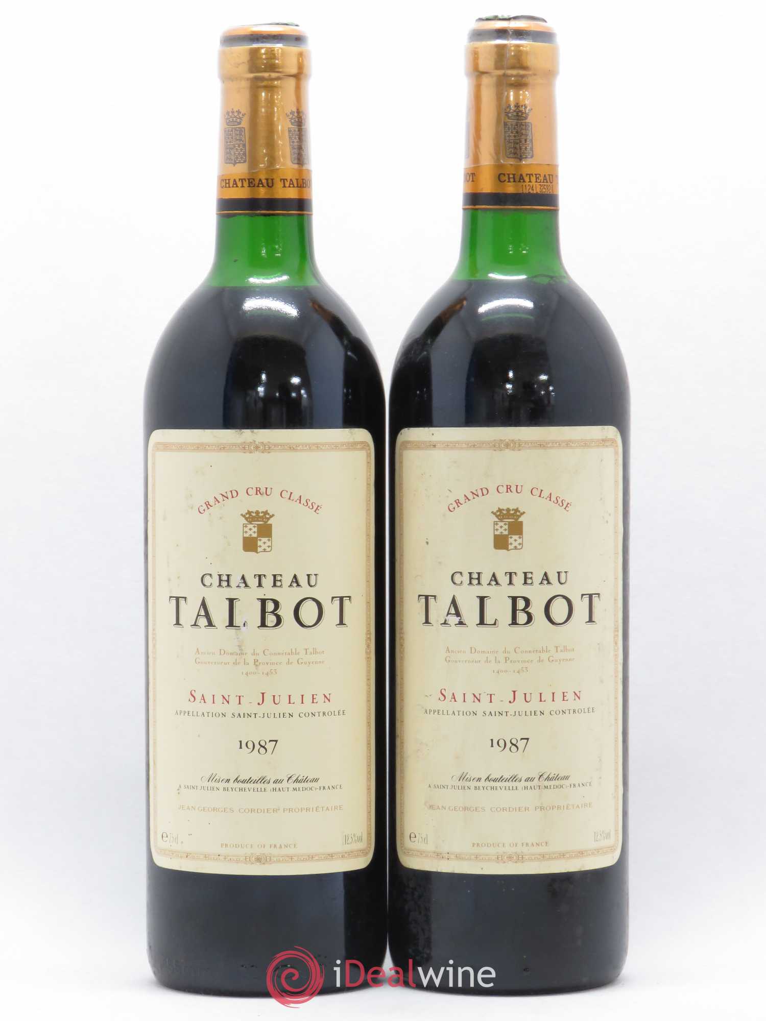 Château Talbot 4ème Grand Cru Classé 1987 - Lot de 2 bouteilles - 0