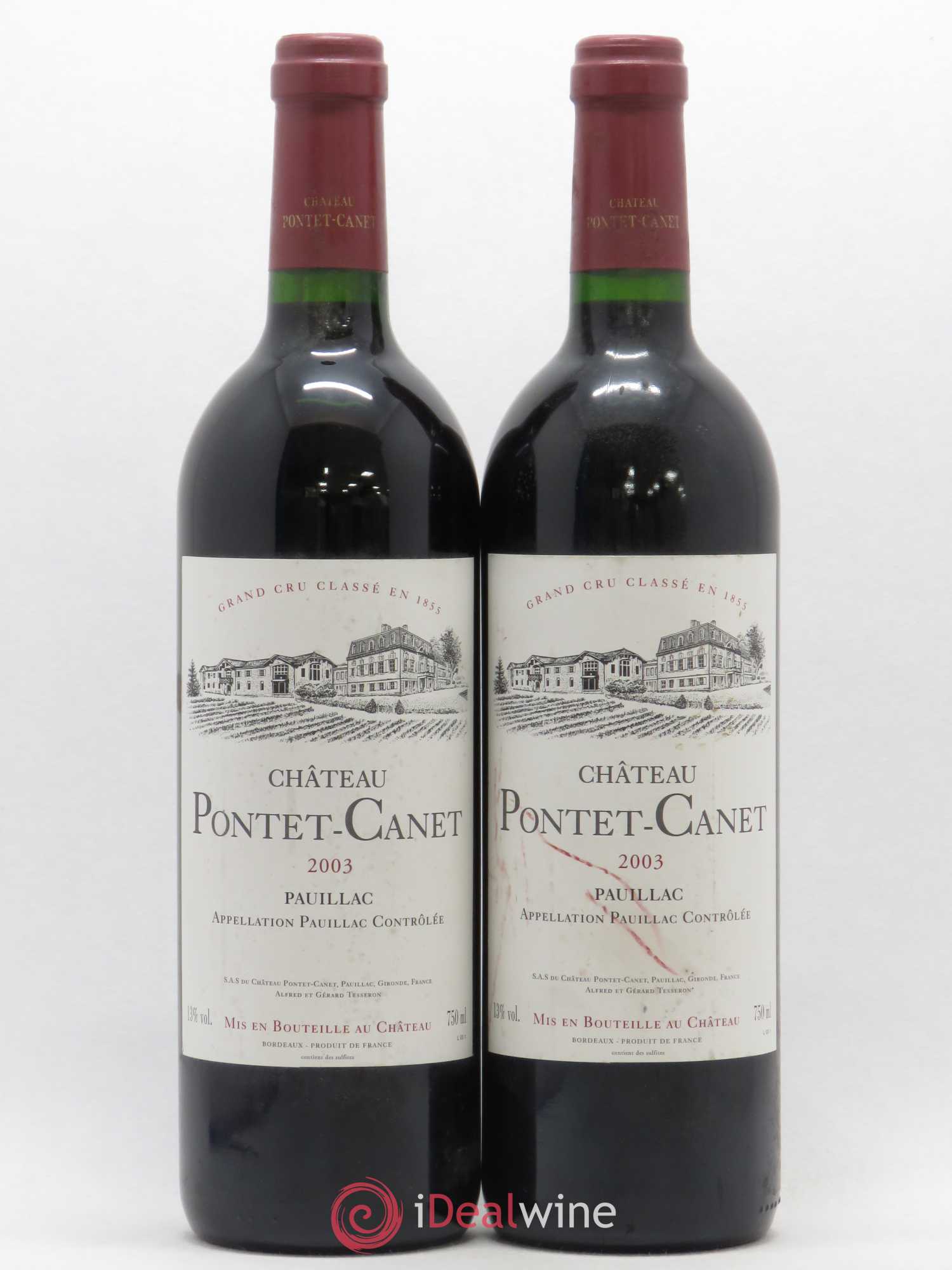 Château Pontet Canet 5ème Grand Cru Classé 2003 - Lot de 2 bouteilles - 0
