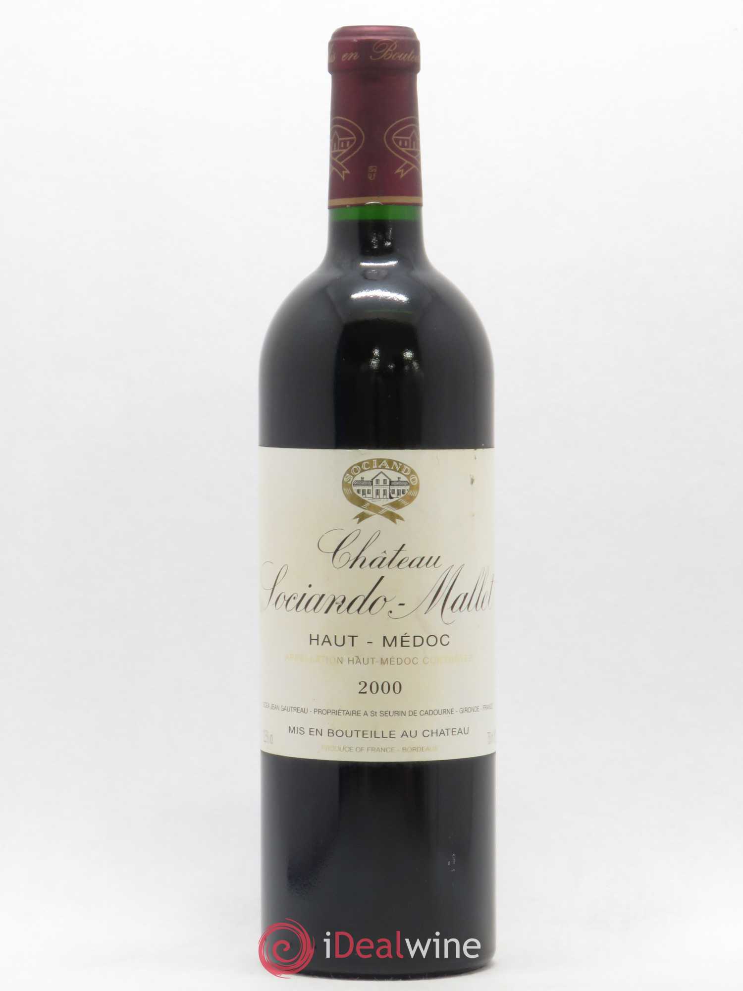 Château Sociando Mallet 2000 - Lot de 1 bouteille - 0