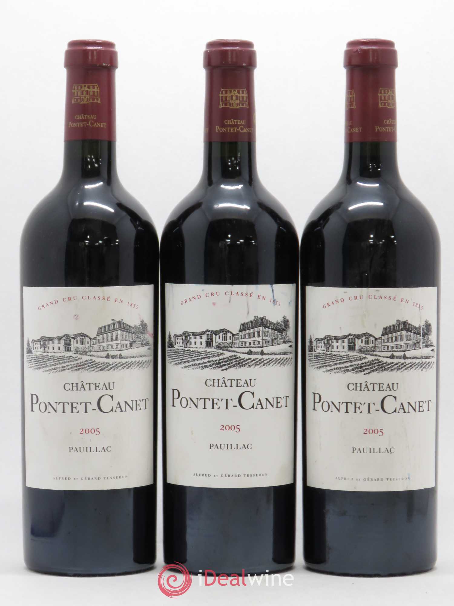 Château Pontet Canet 5ème Grand Cru Classé 2005 - Lot de 3 bouteilles - 0
