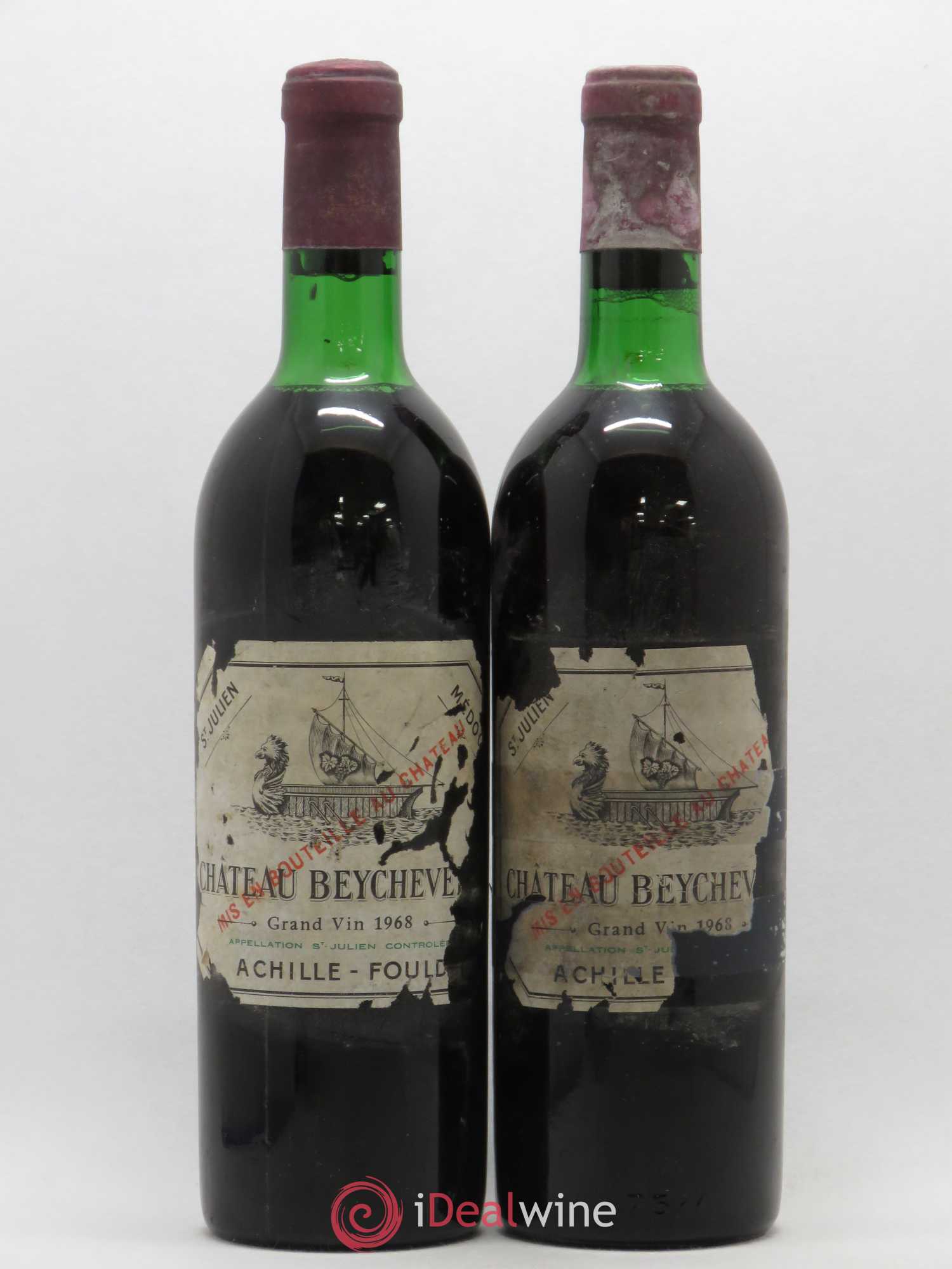 Château Beychevelle 4ème Grand Cru Classé (sans prix de réserve) 1968 - Lot de 2 bouteilles - 0