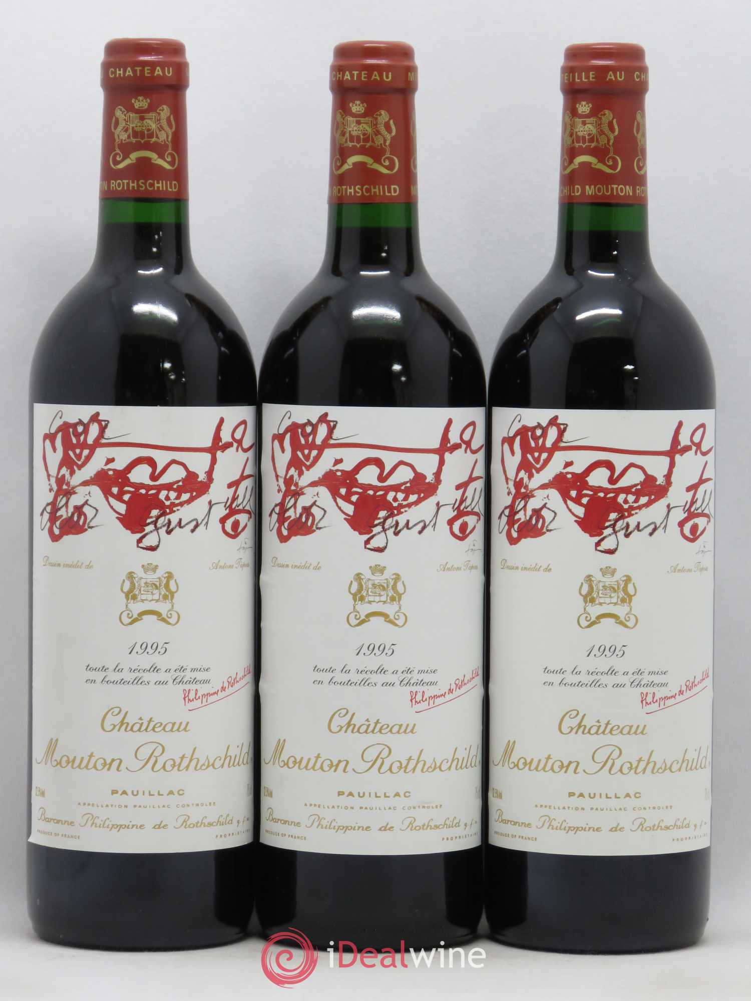 Château Mouton Rothschild 1er Grand Cru Classé 1995 - Lot de 3 bouteilles - 0