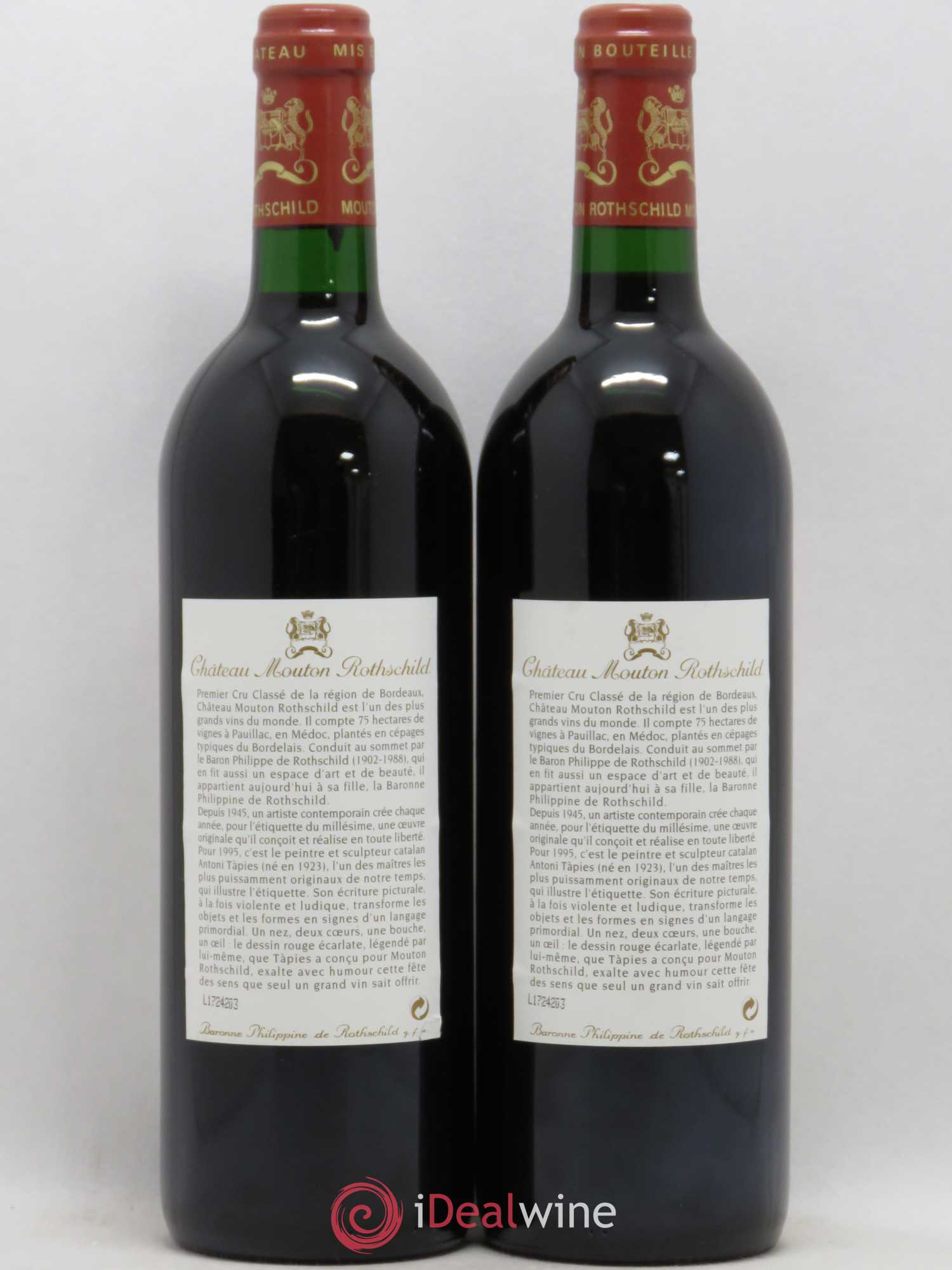 Château Mouton Rothschild 1er Grand Cru Classé 1995 - Lot de 2 bouteilles - 1