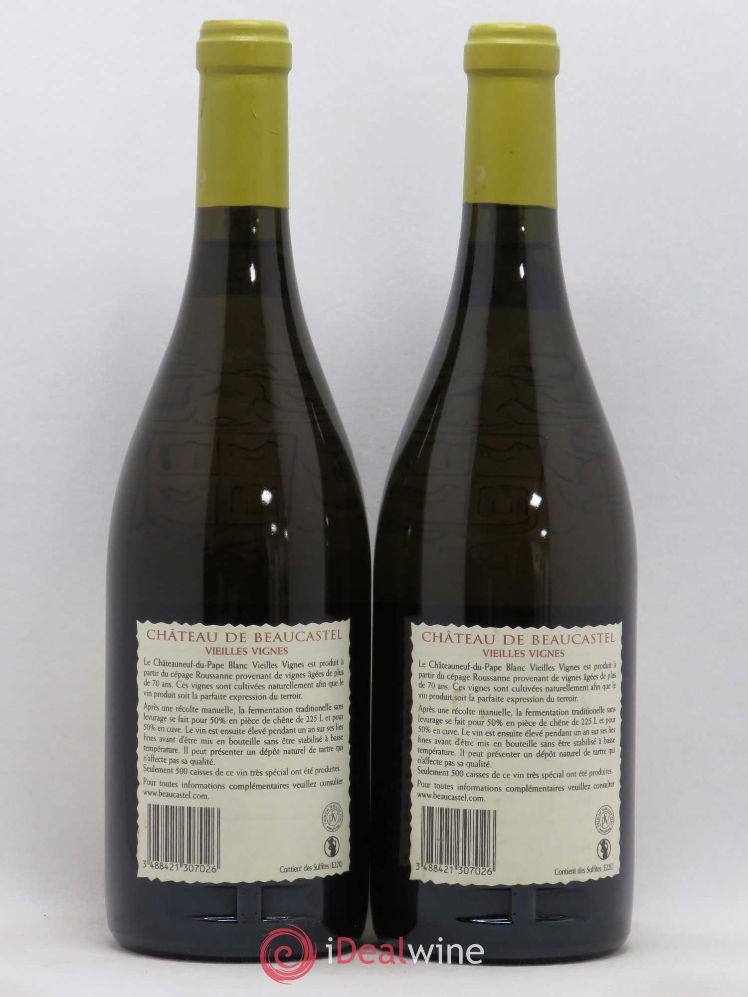 Châteauneuf-du-Pape Château de Beaucastel Vieilles vignes Roussanne Famille Perrin 2007 - Lot de 2 bouteilles - 1