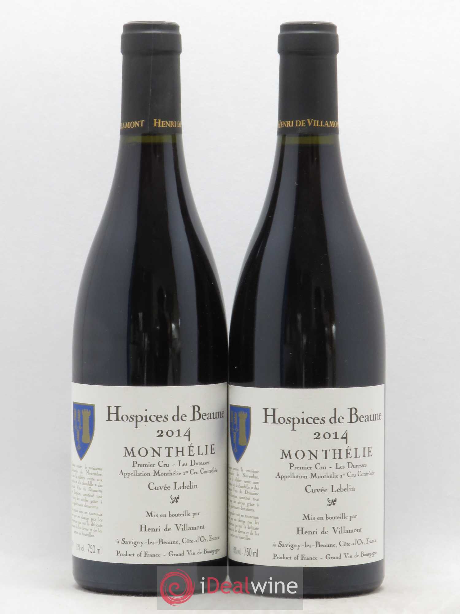 Monthélie 1er Cru Les Duresses Hospices de Beaune Cuvée Lebelin Henri de Villamont 2014 - Posten von 2 Flaschen - 0