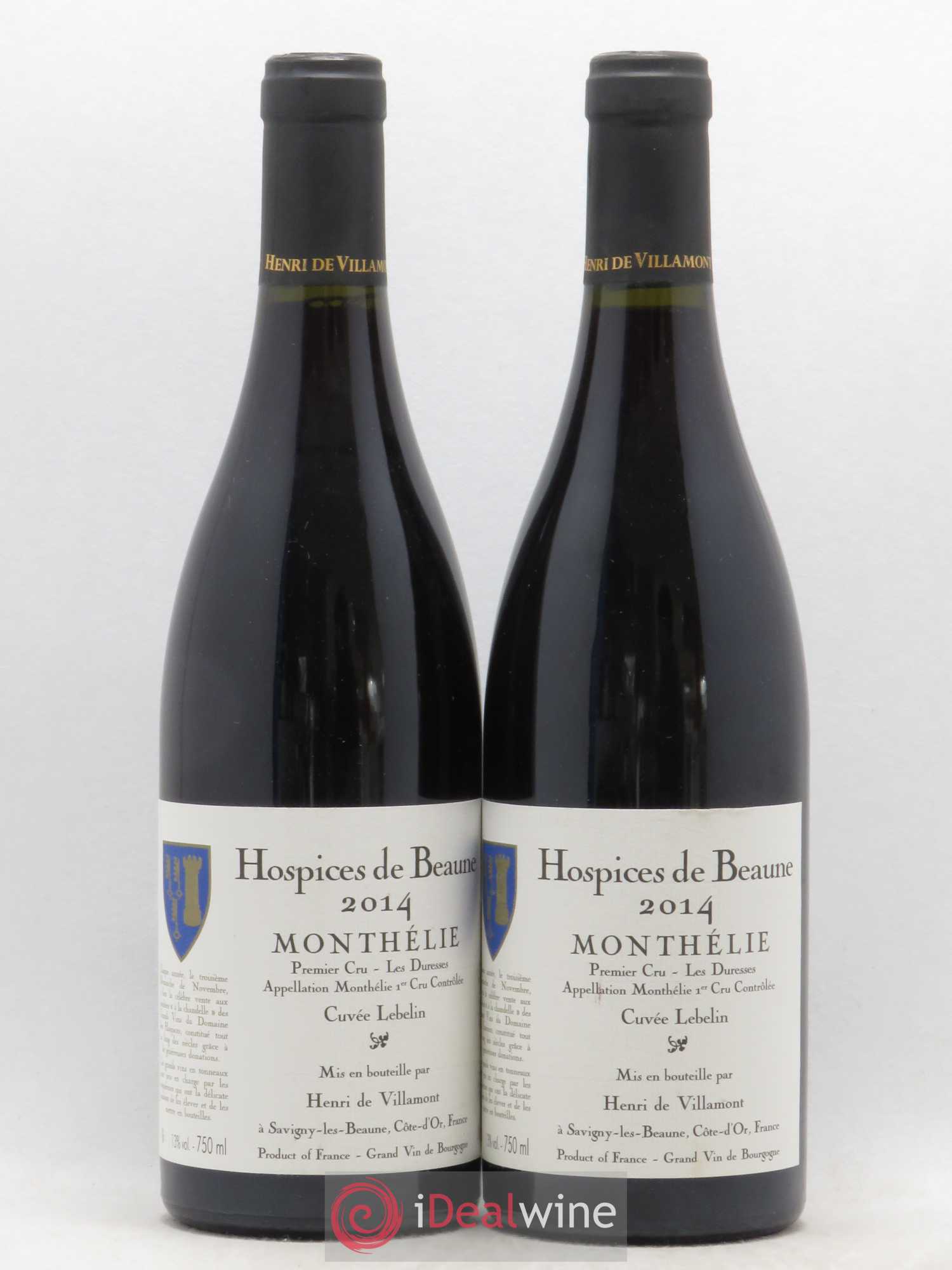 Monthélie 1er Cru Les Duresses Hospices de Beaune Cuvée Lebelin Henri de Villamont 2014 - Lotto di 2 bottiglie - 0