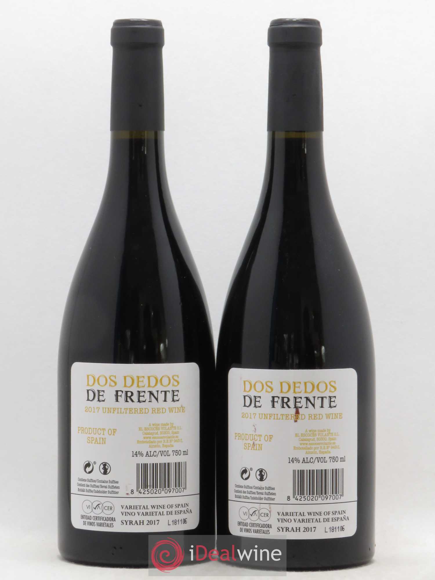 Espagne Dos Dedos De Frente Syrah Escoces Volante 2017 - Posten von 2 Flaschen - 1