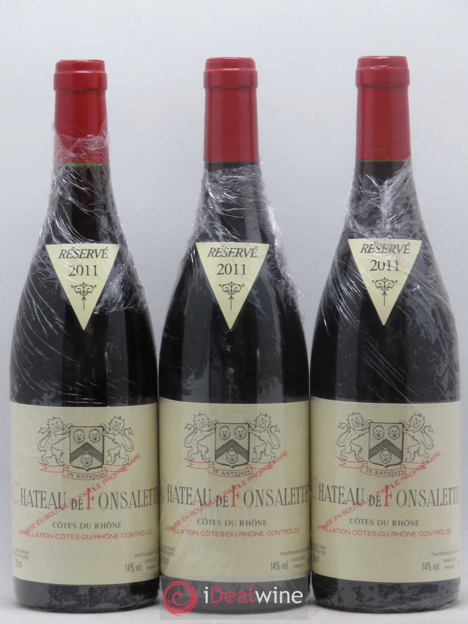 Côtes-du-Rhône Château de Fonsalette Emmanuel Reynaud 2011 - Lot de 3 bouteilles - 0