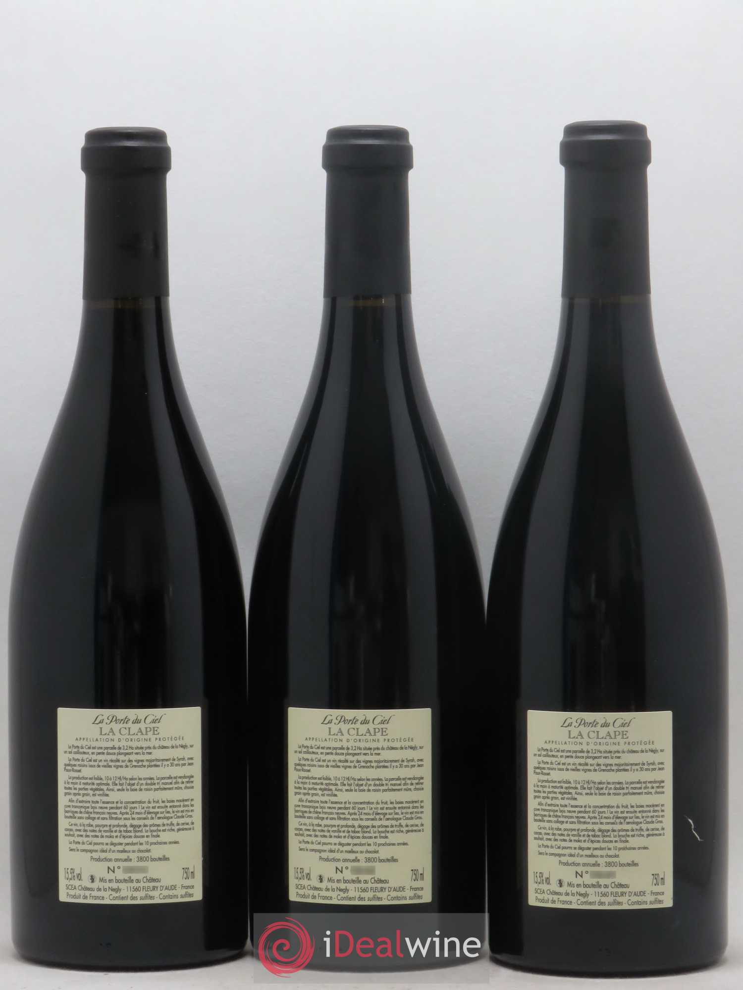 La Clape Château de La Négly La Porte du Ciel Jean Paux-Rosset 2016 - Lot de 3 bouteilles - 1