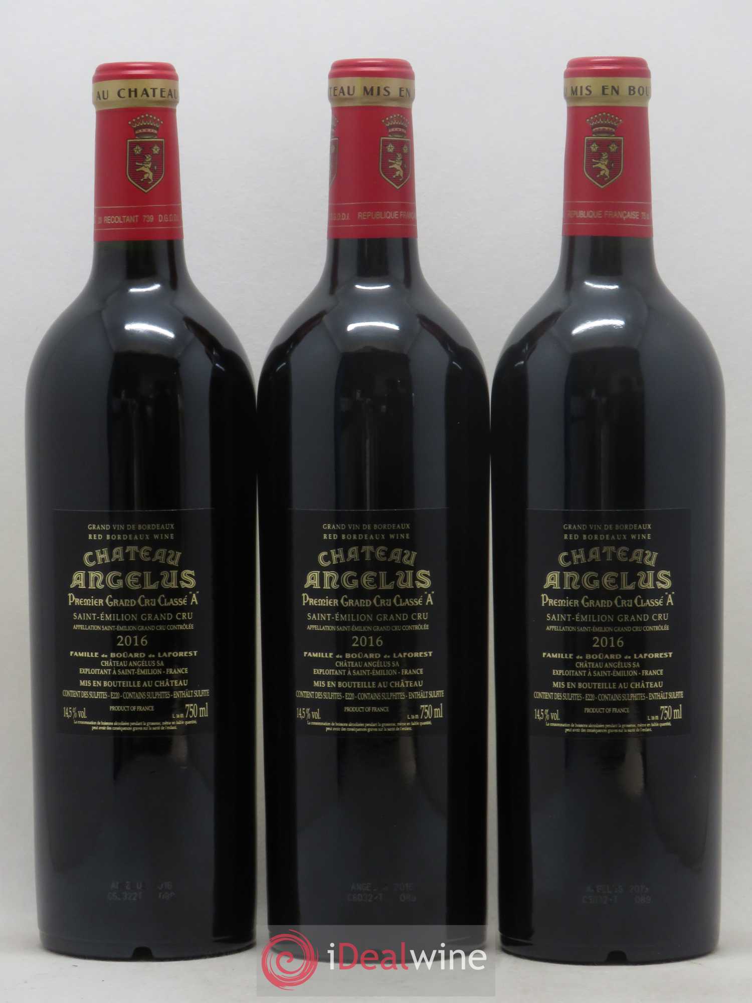 Château Angélus 1er Grand Cru Classé A 2016 - Lot de 3 bouteilles - 1