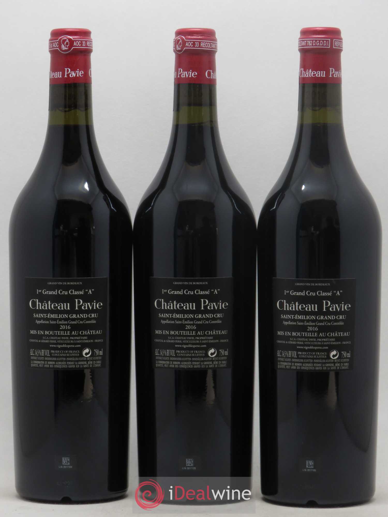 Château Pavie 1er Grand Cru Classé A 2016 - Lot de 3 bouteilles - 1
