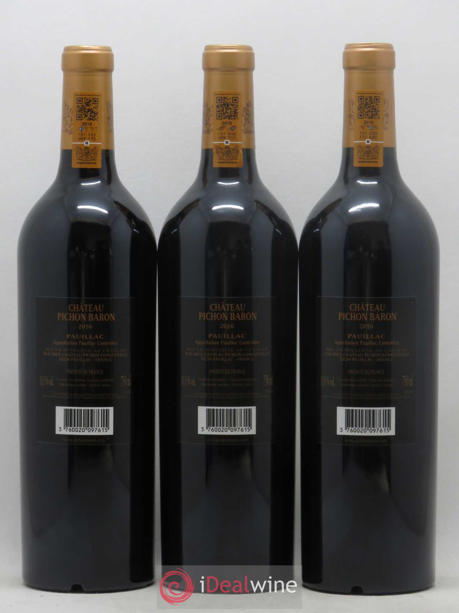 Pichon Longueville Baron 2ème Grand Cru Classé 2016 - Lot de 3 bouteilles - 1