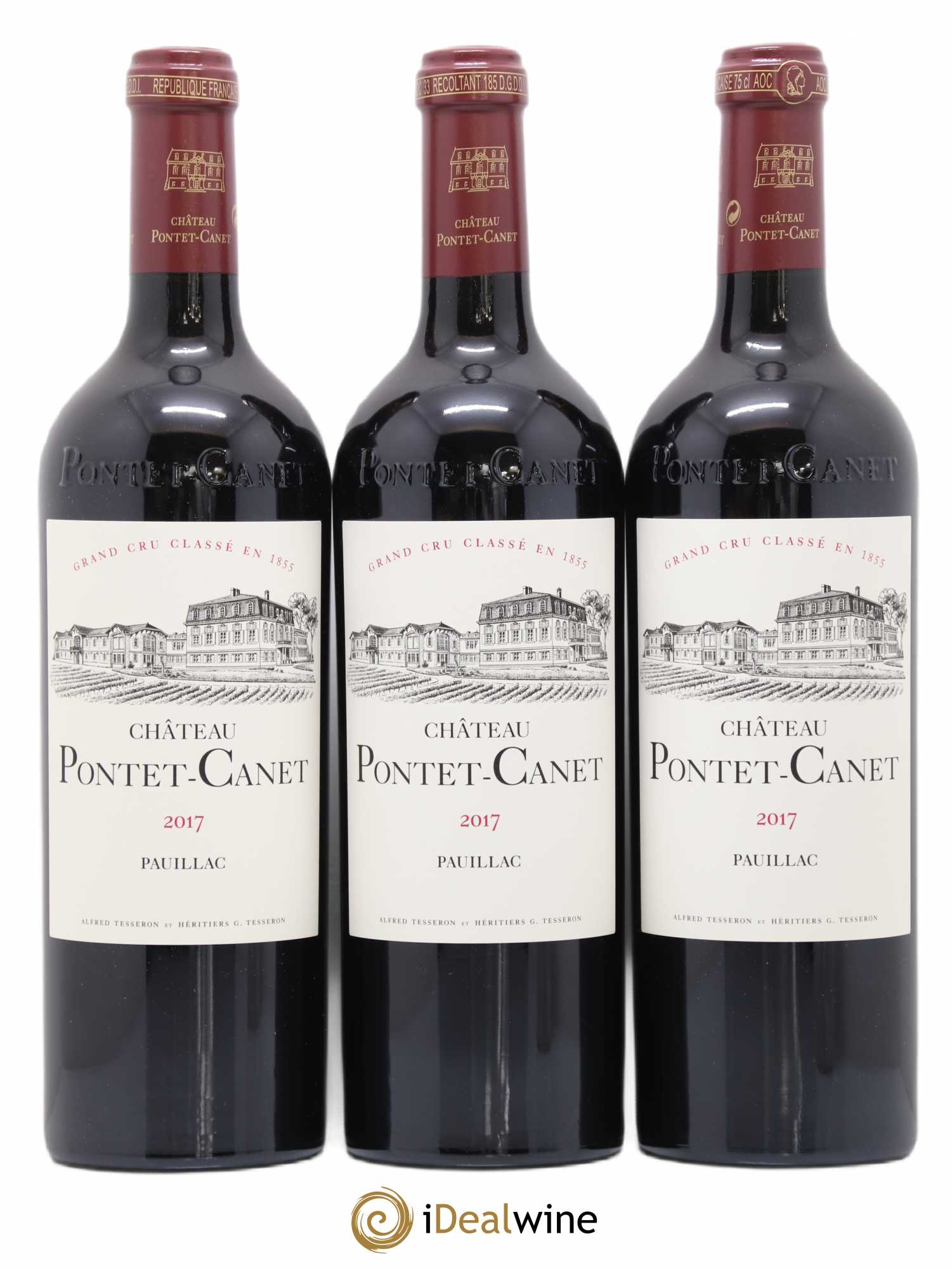 Château Pontet Canet 5ème Grand Cru Classé 2017 - Lot de 3 bouteilles - 0