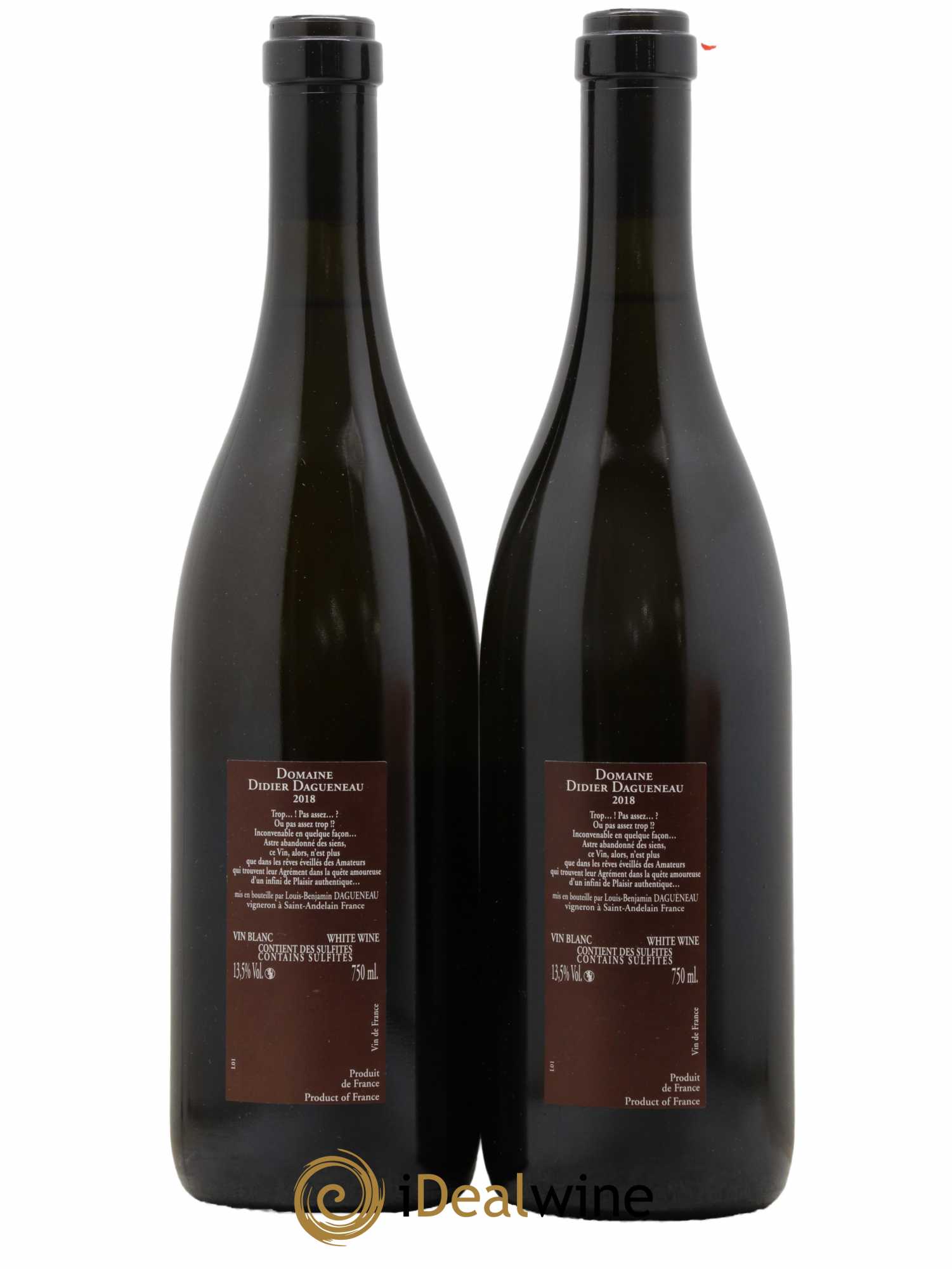 Vin de France (anciennement Pouilly-Fumé) Pur Sang Dagueneau (Domaine Didier - Louis-Benjamin) 2018 - Lot de 2 bouteilles - 1