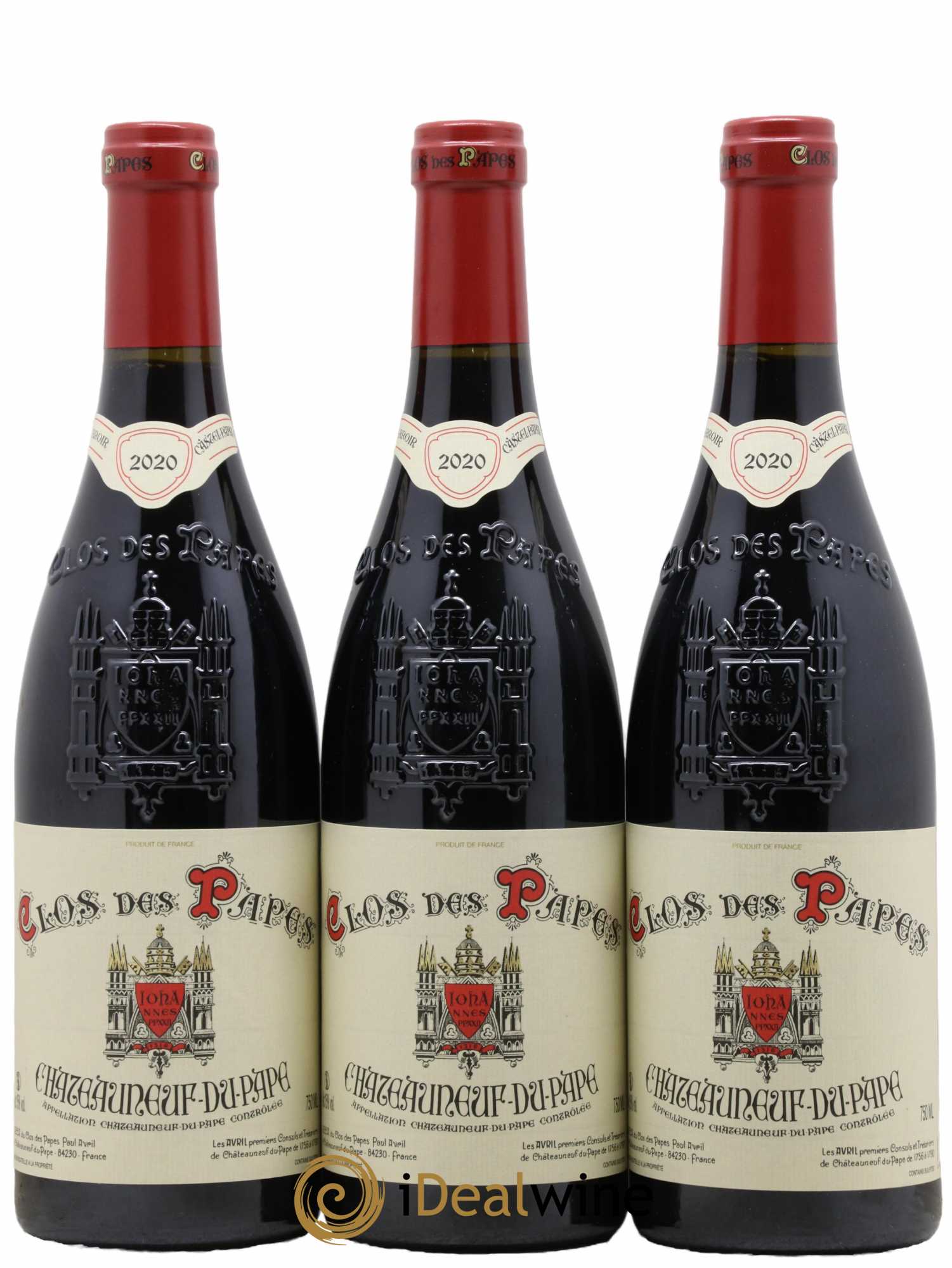 Châteauneuf-du-Pape Clos des Papes - Paul Avril 2020 - Lot de 3 bouteilles - 0