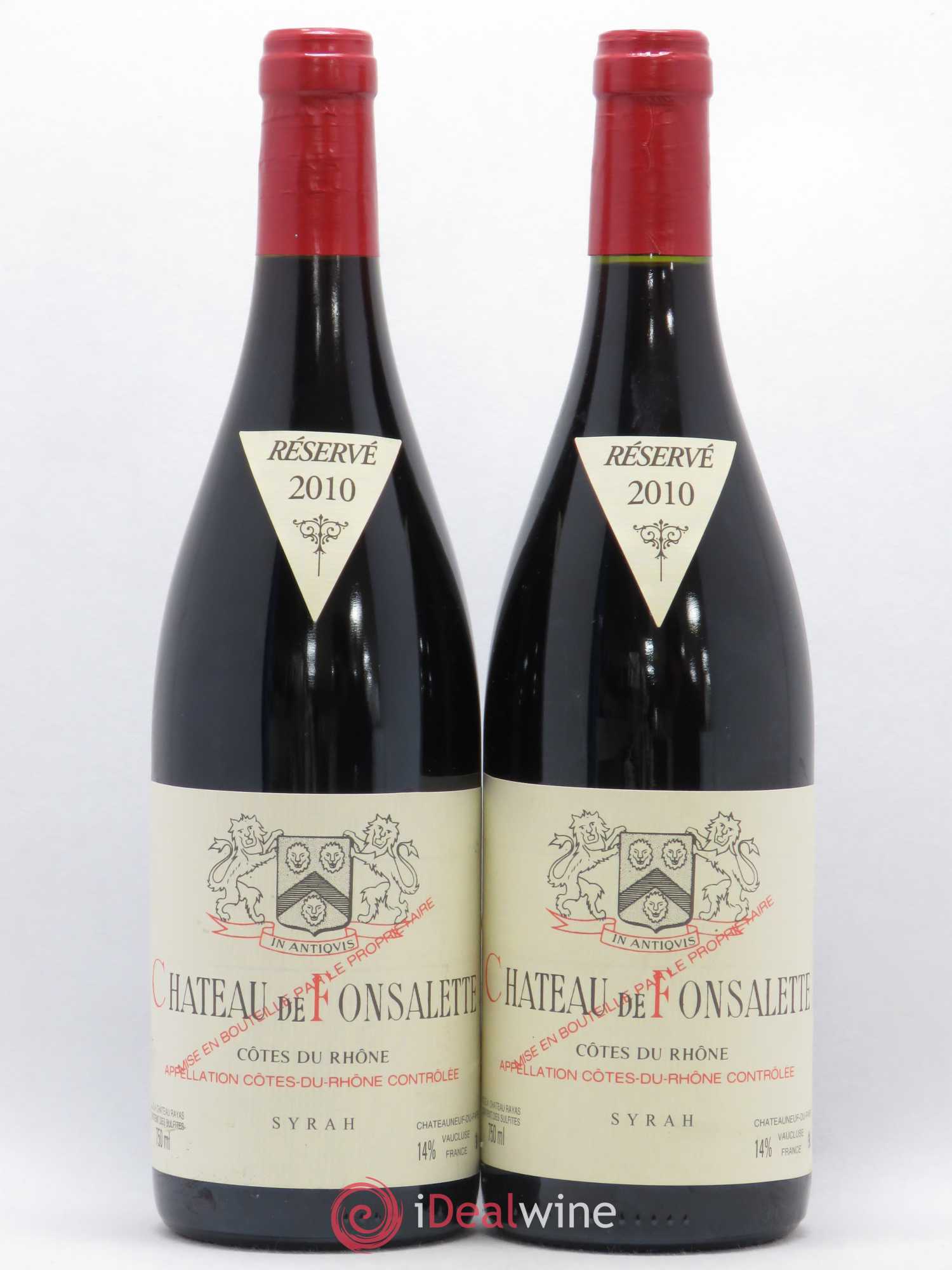 Côtes-du-Rhône Cuvée Syrah Château de Fonsalette 2010 - Lot de 2 bouteilles - 0