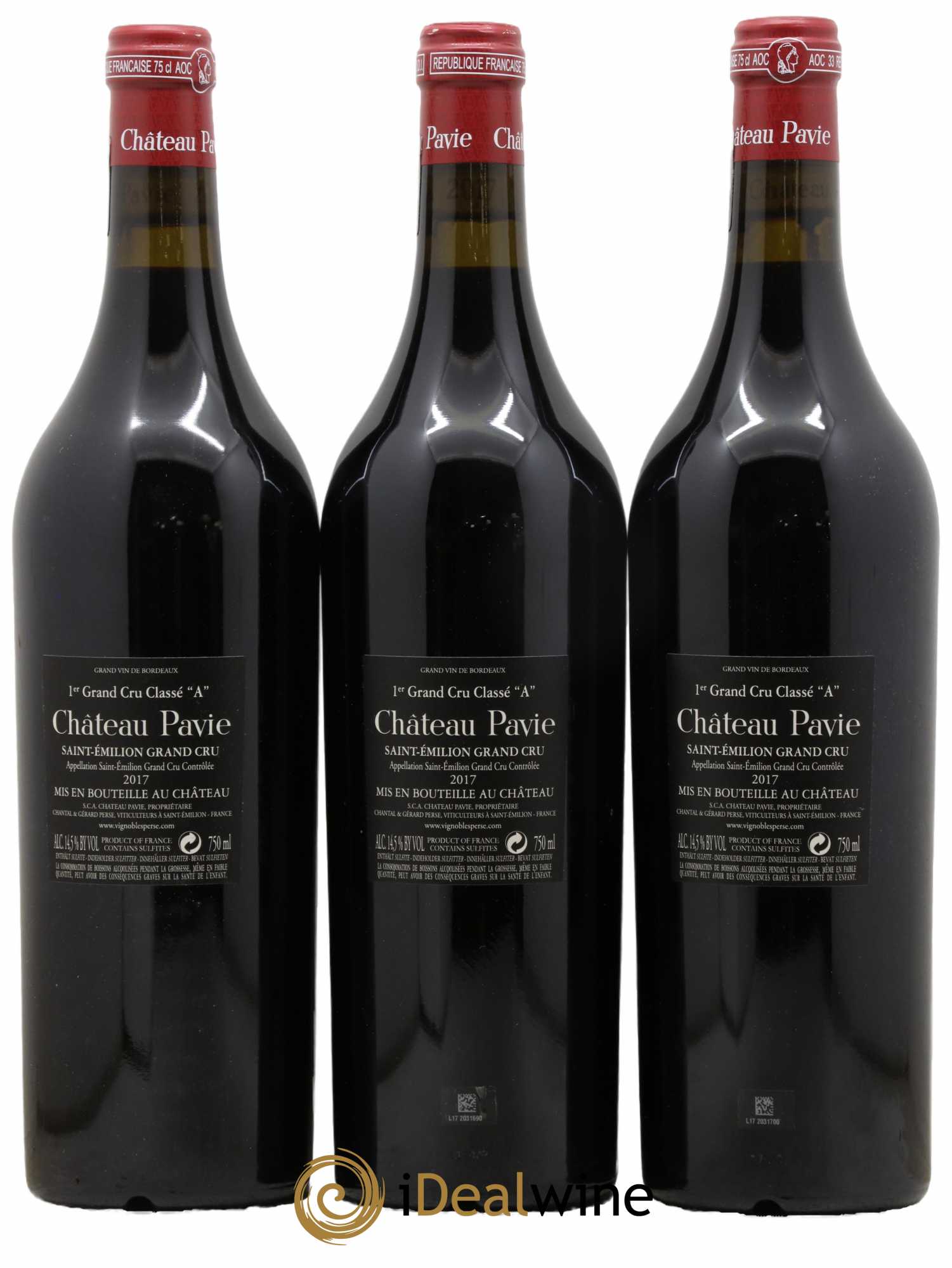 Château Pavie 1er Grand Cru Classé A 2017 - Lot de 3 bouteilles - 1