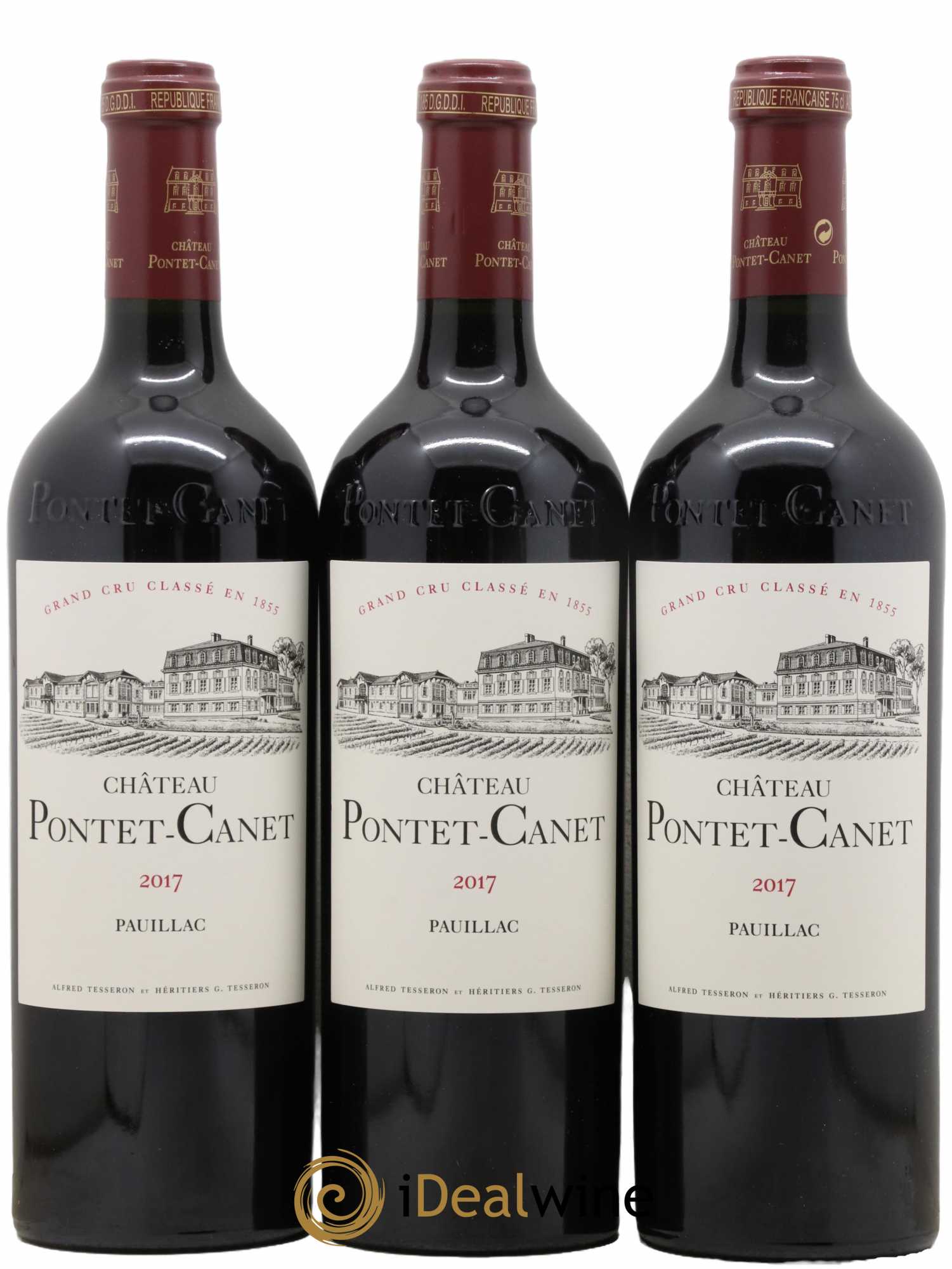 Château Pontet Canet 5ème Grand Cru Classé 2017 - Lot de 3 bouteilles - 0