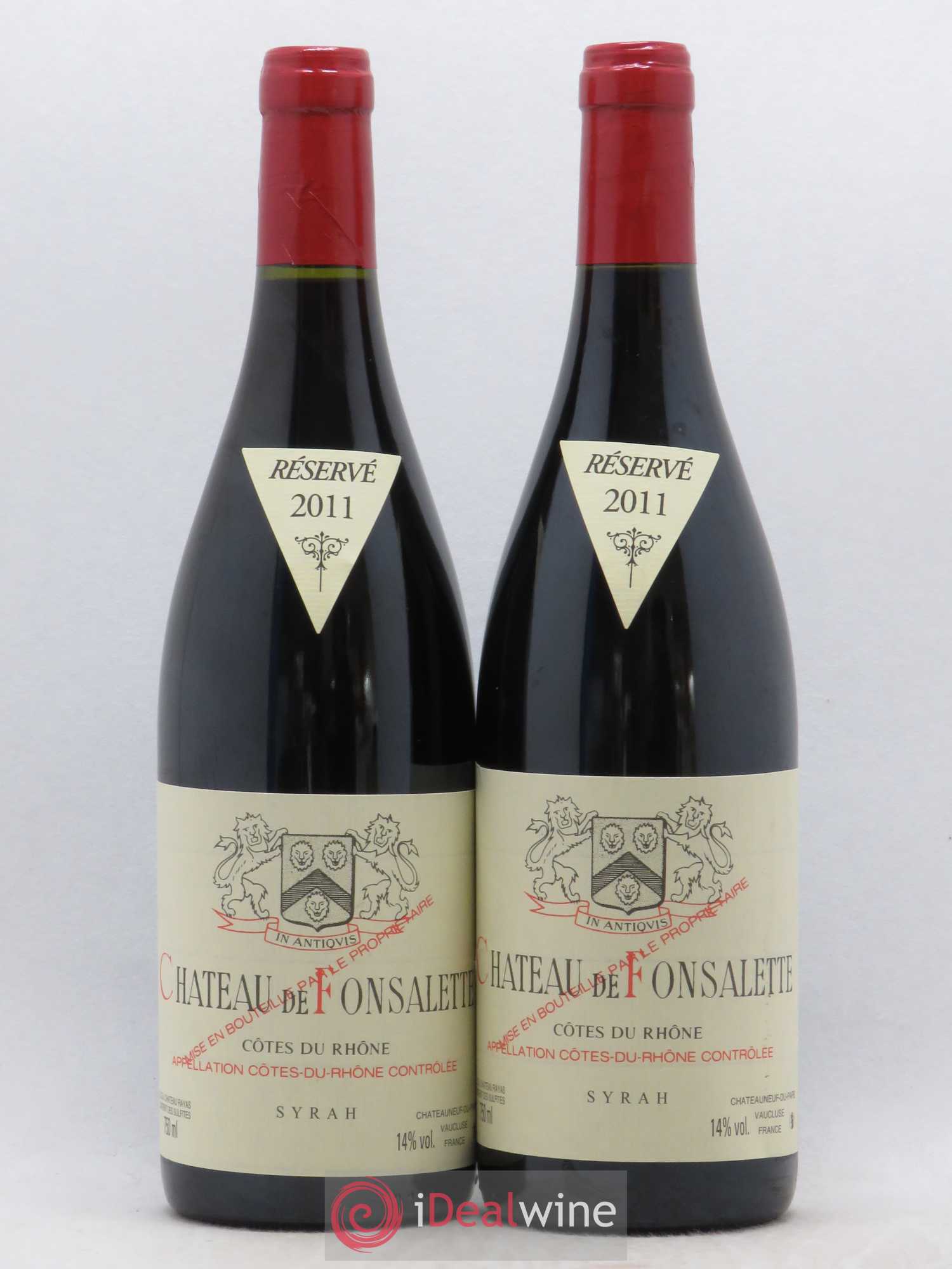 Côtes-du-Rhône Cuvée Syrah Château de Fonsalette 2011 - Lot de 2 bouteilles - 0