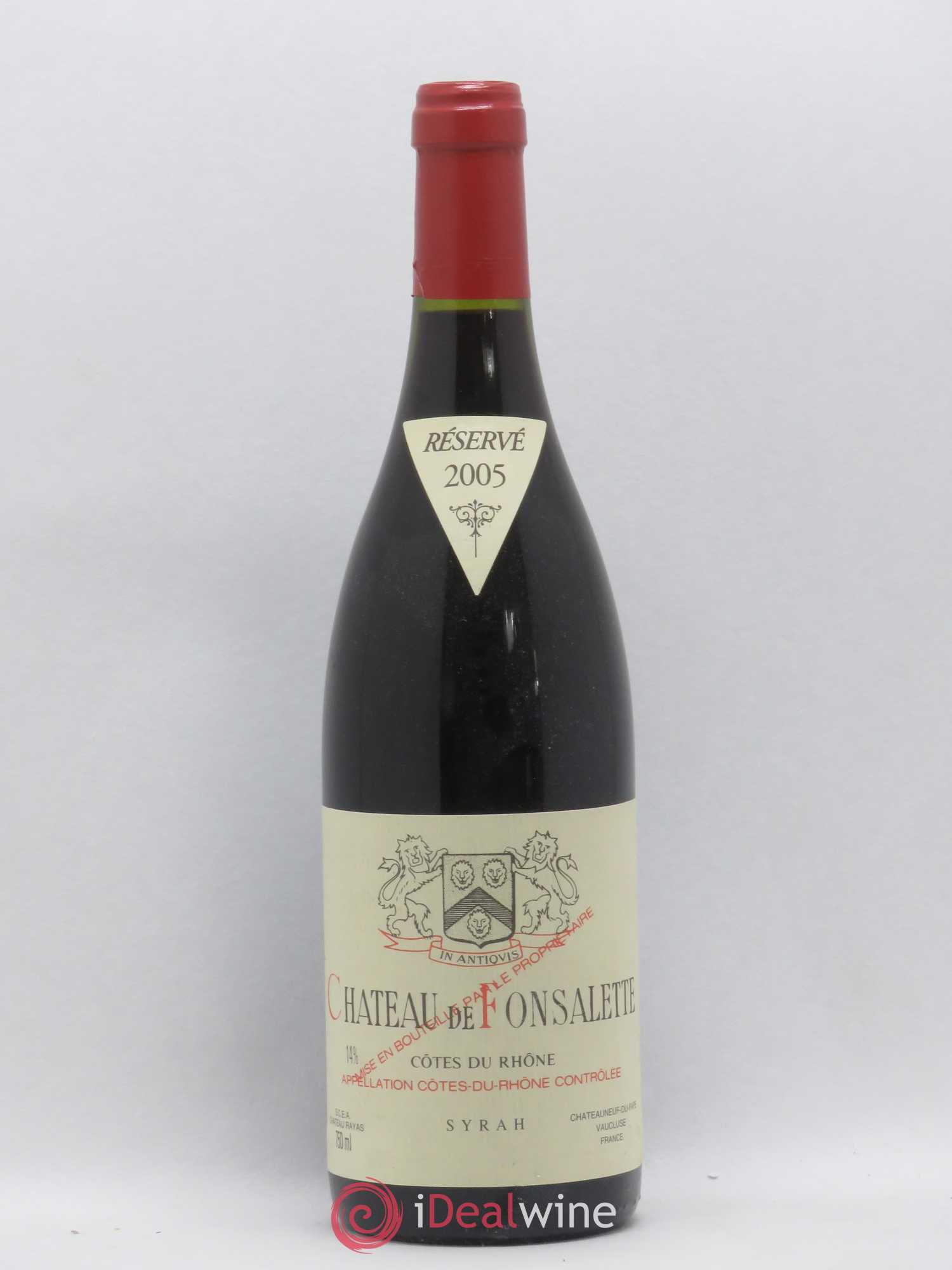 Côtes-du-Rhône Cuvée Syrah Château de Fonsalette 2005 - Lot de 1 bouteille - 0