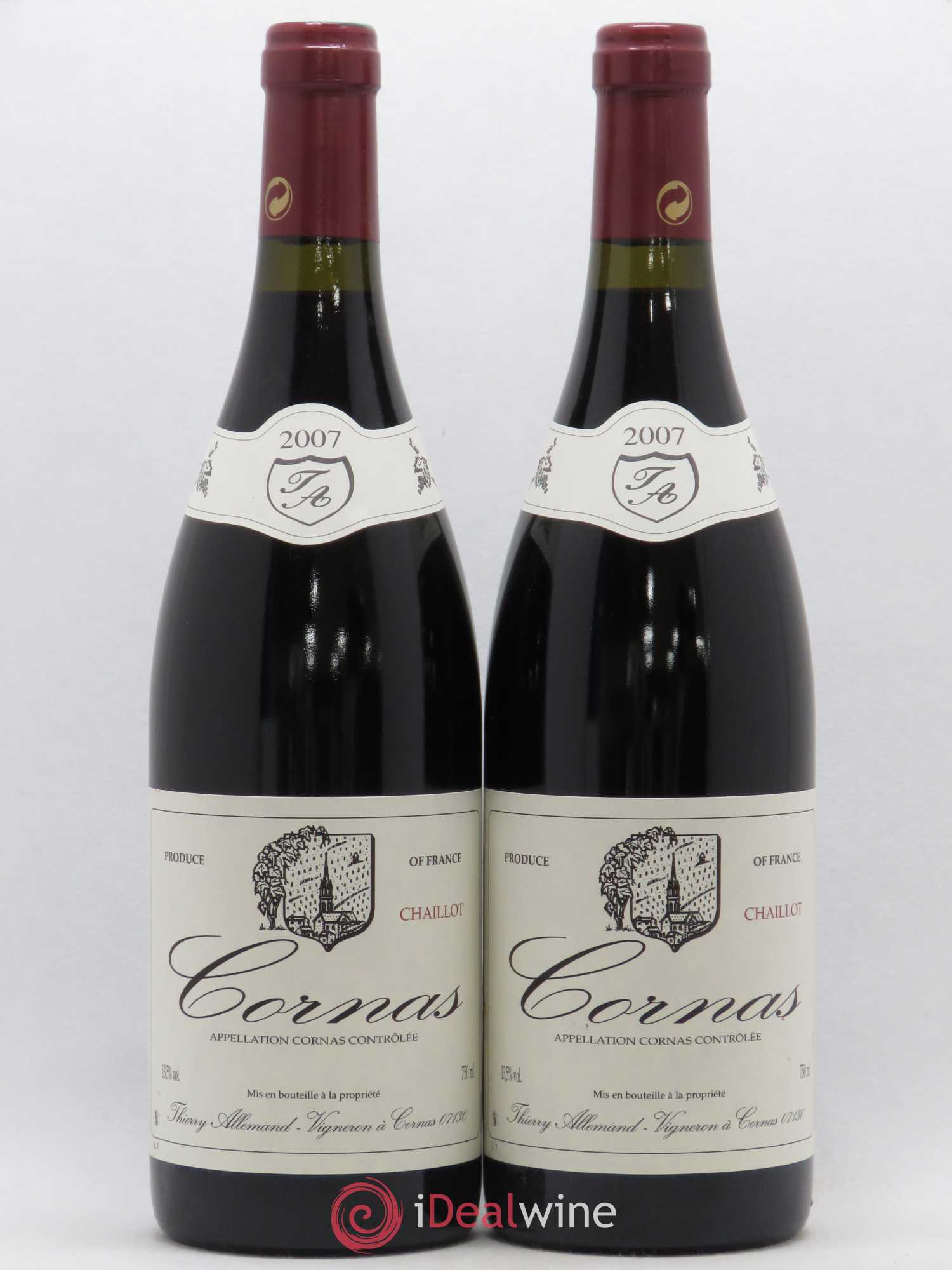 Cornas Chaillot Thierry Allemand 2007 - Lot de 2 bouteilles - 0